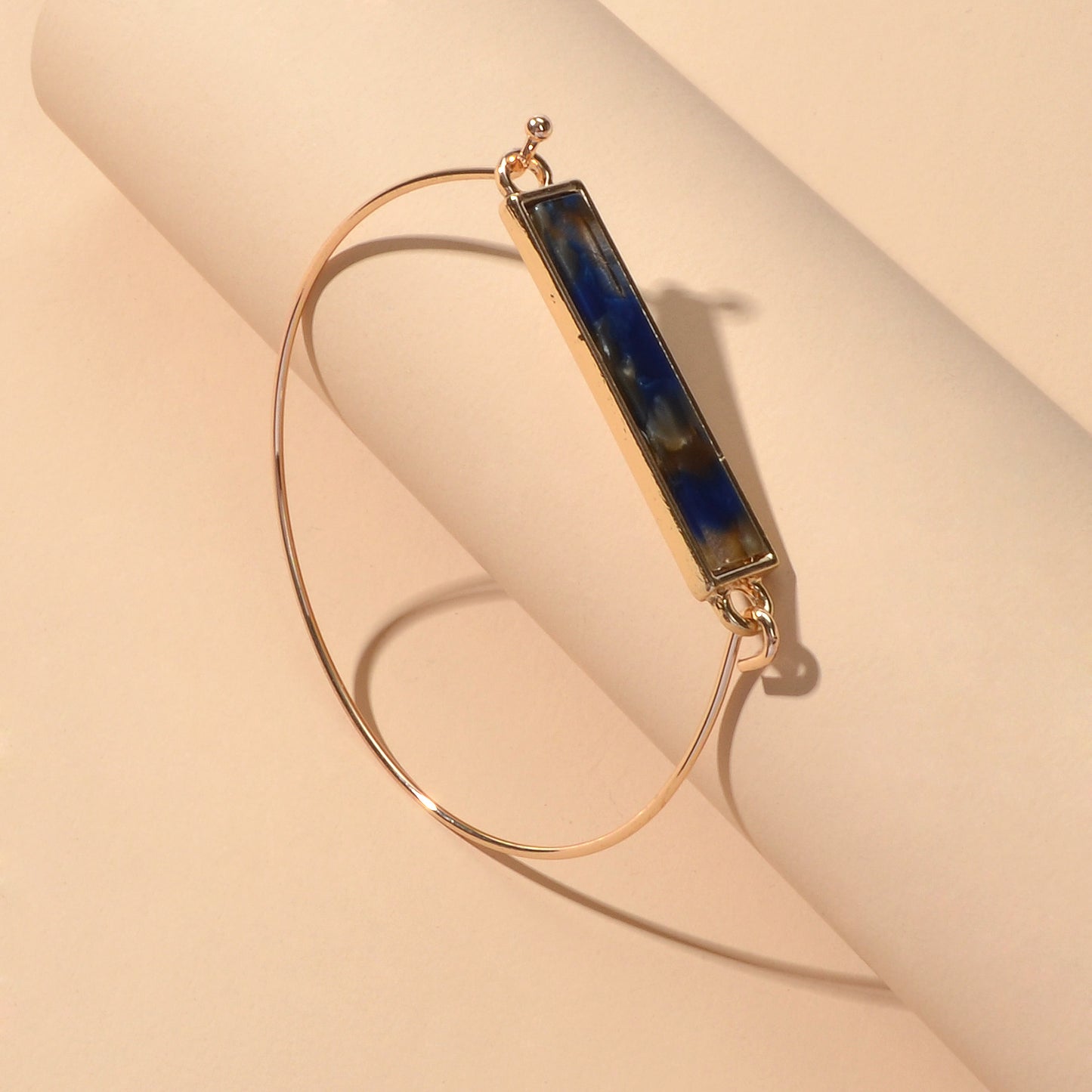 Multi-colored Rectangle  Acrylic Gold Bangle Boho Chic Bracelet Ethnic Jewellery