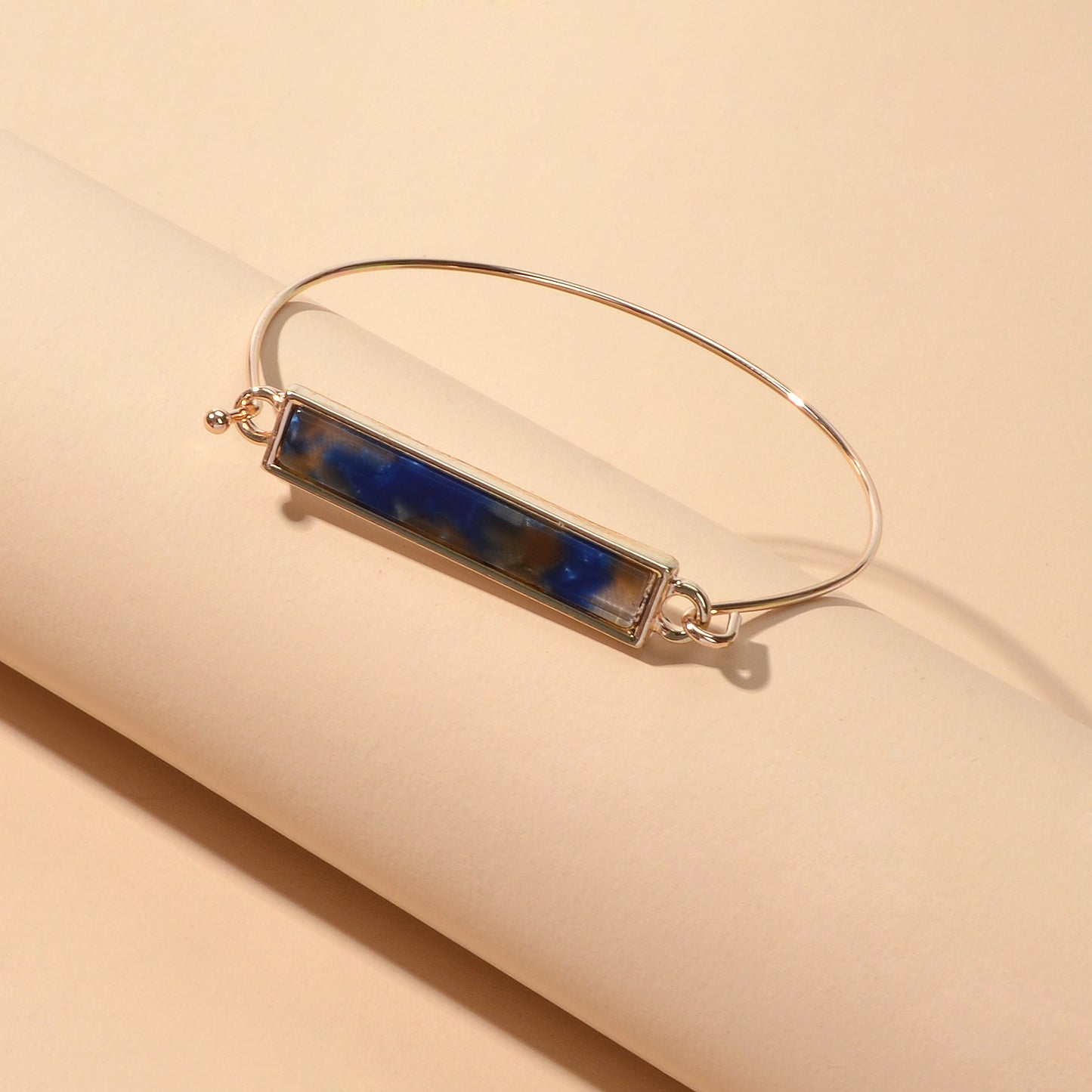 Multi-colored Rectangle  Acrylic Gold Bangle Boho Chic Bracelet Ethnic Jewellery