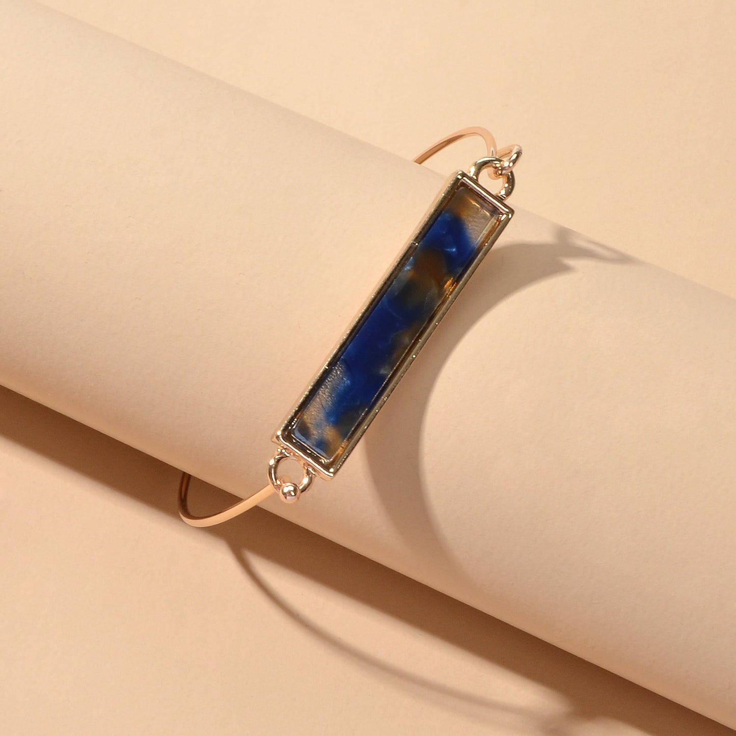 Multi-colored Rectangle  Acrylic Gold Bangle Boho Chic Bracelet Ethnic Jewellery