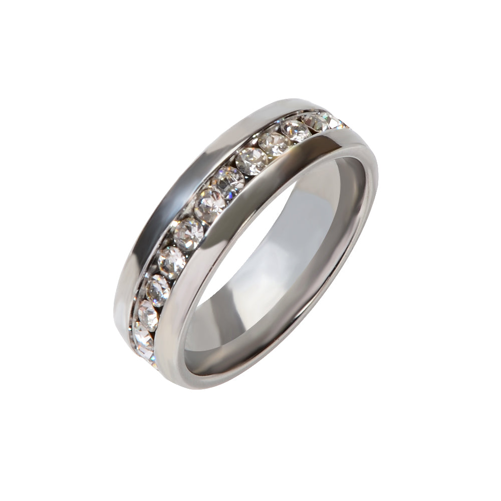 Faux Cubic Zirconia Silver Promise Ring Band Women Engagement Jewellery Gift