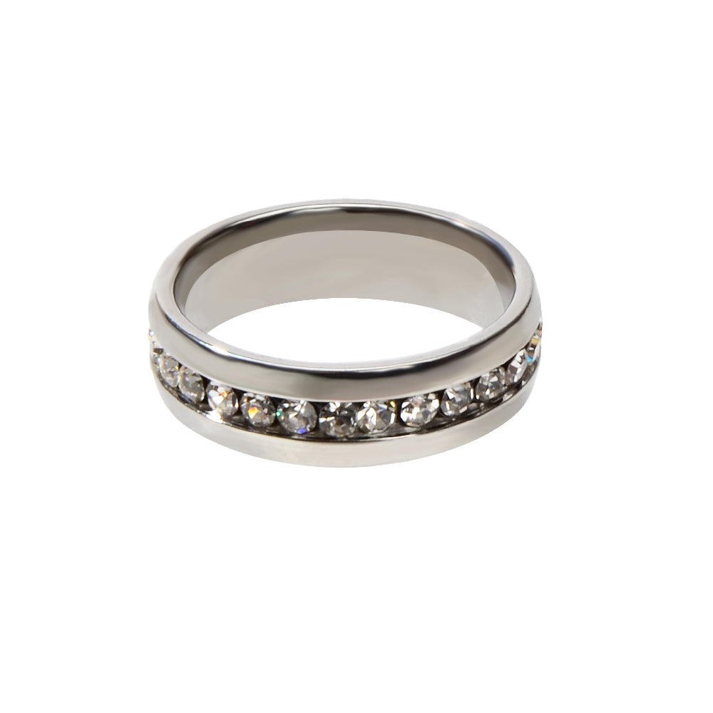 Faux Cubic Zirconia Silver Promise Ring Band Women Engagement Jewellery Gift