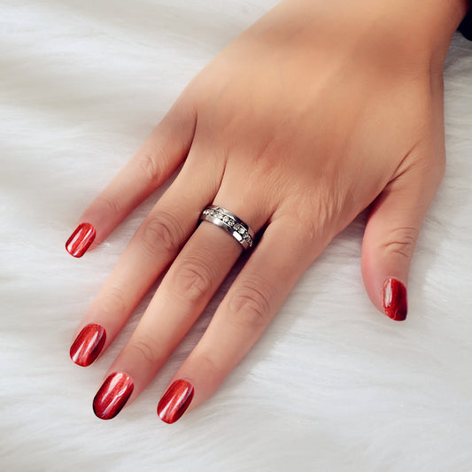 Faux Cubic Zirconia Silver Promise Ring Band Women Engagement Jewellery Gift