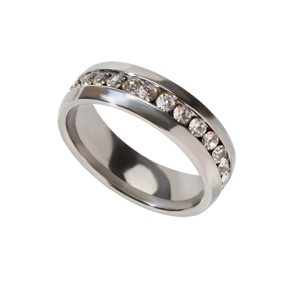 Faux Cubic Zirconia Silver Promise Ring Band Women Engagement Jewellery Gift