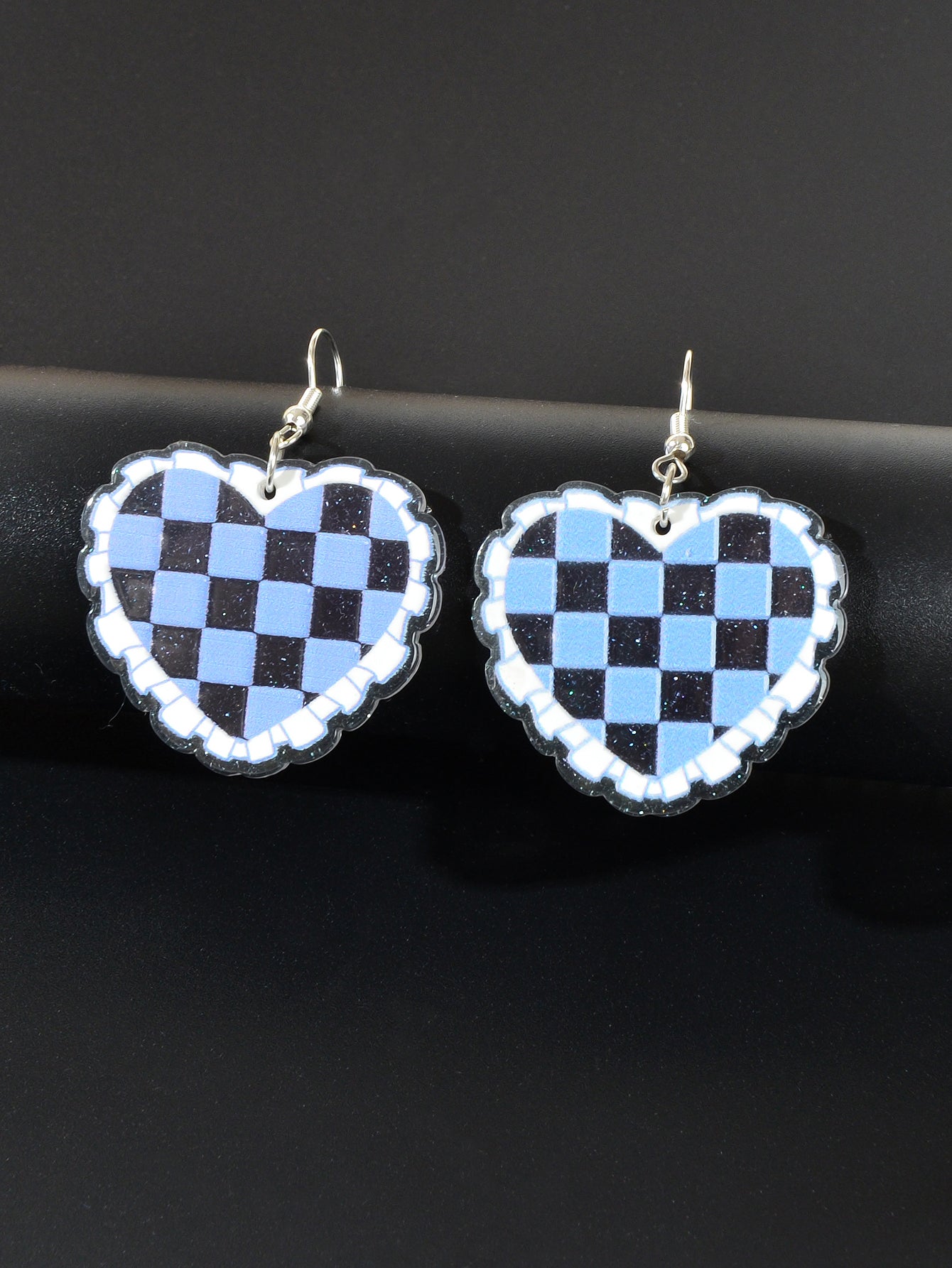 Colorful Sparkling Glittery Heart Pendant Earrings Radiant Glamour Party Jewelry
