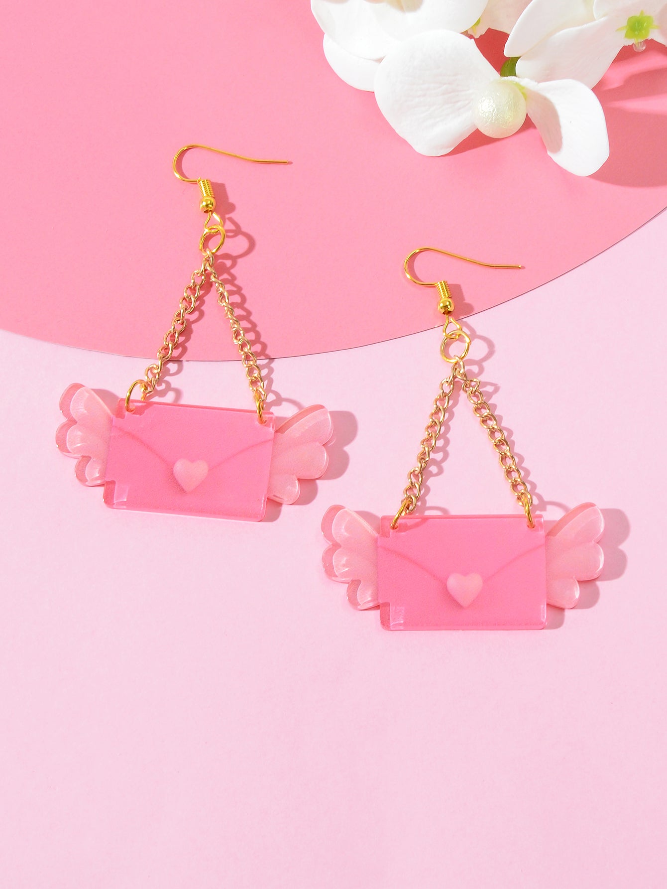 Pink Sweetheart Pendant Earrings Adorably Cute and Charming Girls Jewellery Gift