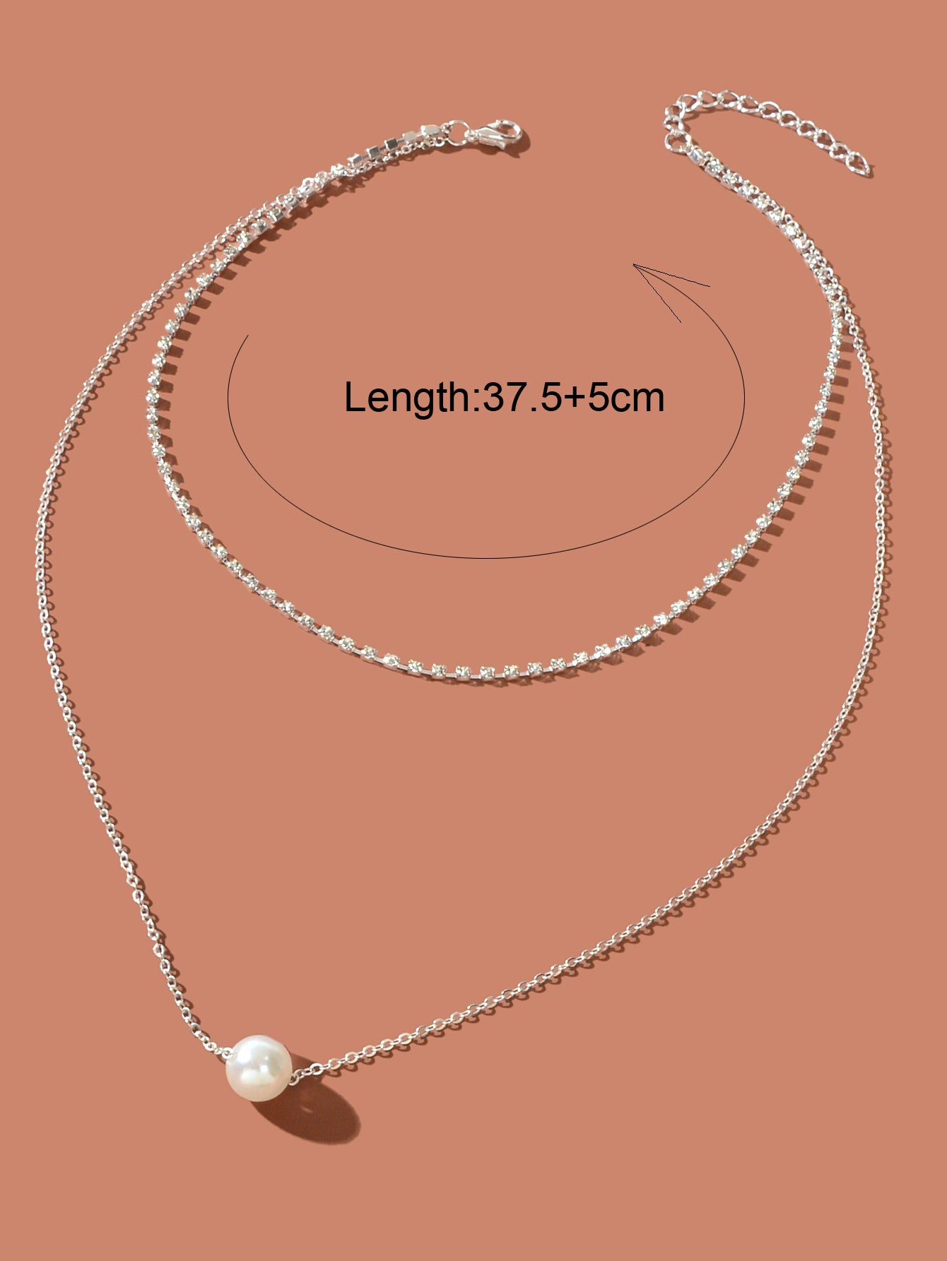 Double Layered Necklace Adjustable Simple Chain Multilayer Rhinestone Collar