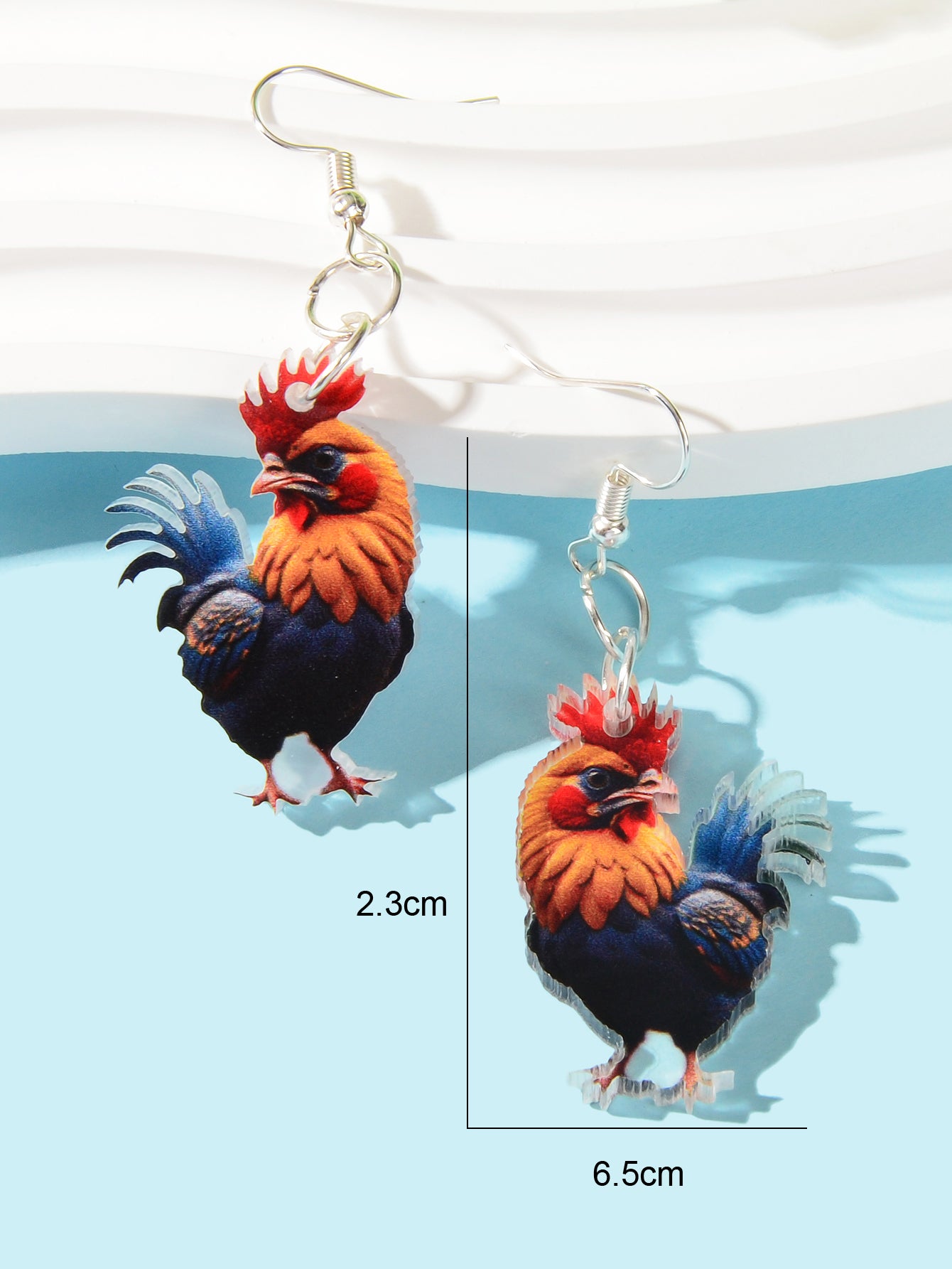 Vivid Rooster Acrylic Animal Dangle Earrings Women Vacation Chicken Jewellery