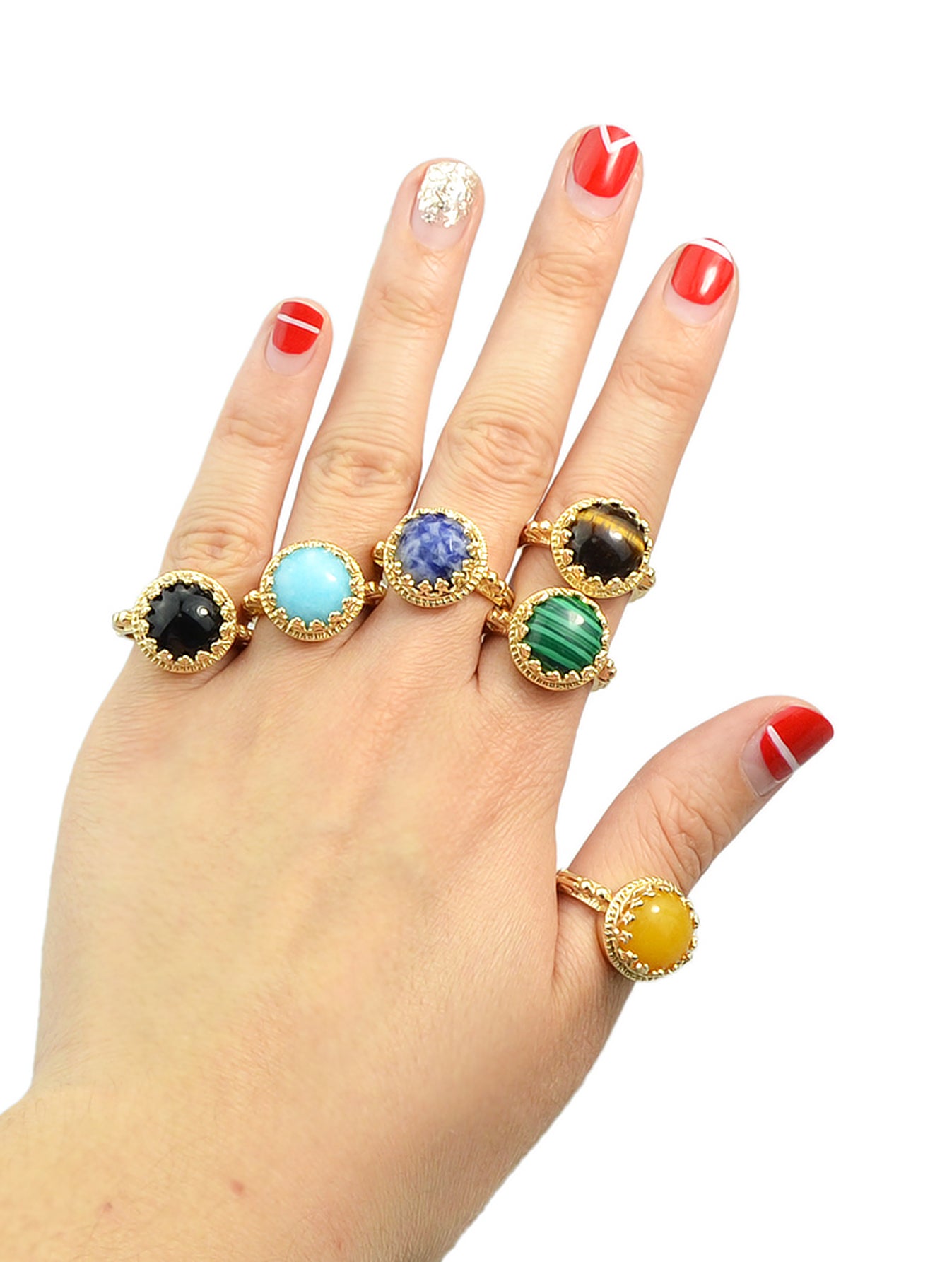 Retro Women Accessories Colorful Resin Round Ball Finger Band Ring Jewelry Gift