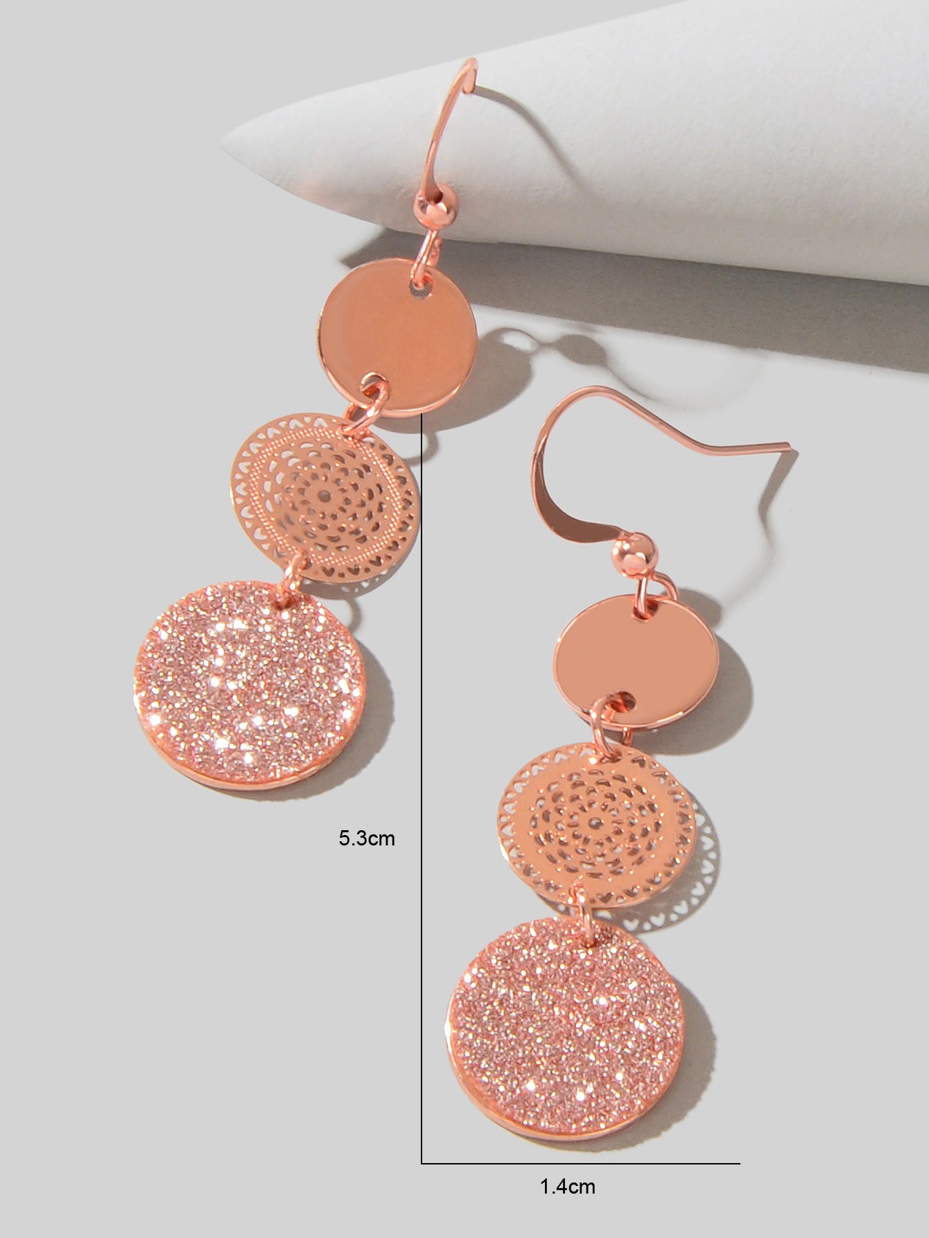 Chic Triple Round Disc Pendants Earrings Stylish Dangling Ear Jewelry Girls Gift