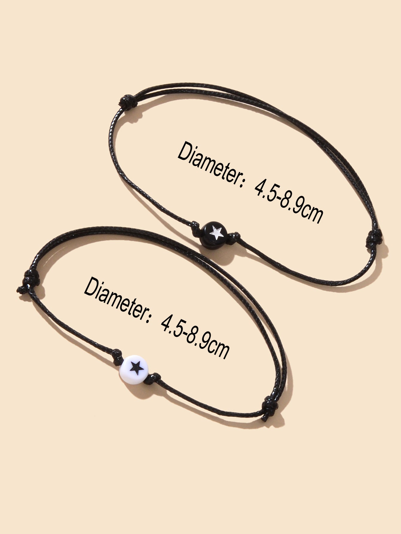 2 pcs Black Rope Adjustable Star String Couple Matching Bracelets Friend Gifts