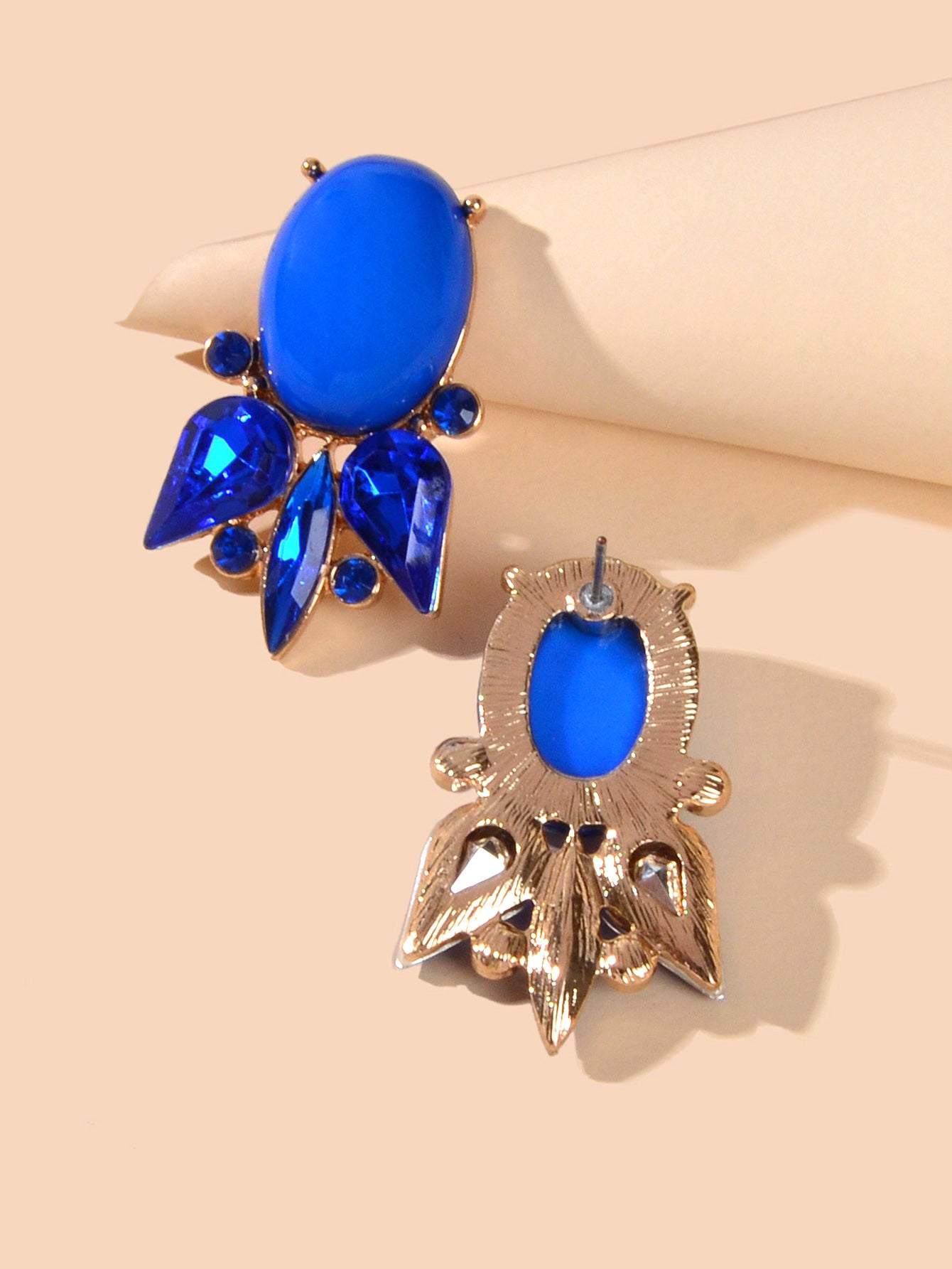 Retro Style Colorful Crystal Geometric Stud Earrings Party Fesvital Jewelry Gift