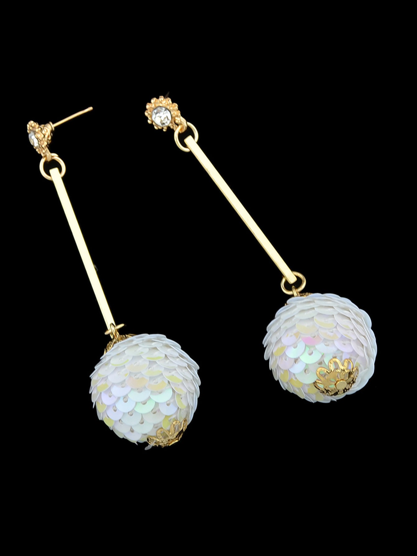 Rhinestone Sequins Ball Charm Pendant Dangle Earrings Women Girl Teens Jewellery