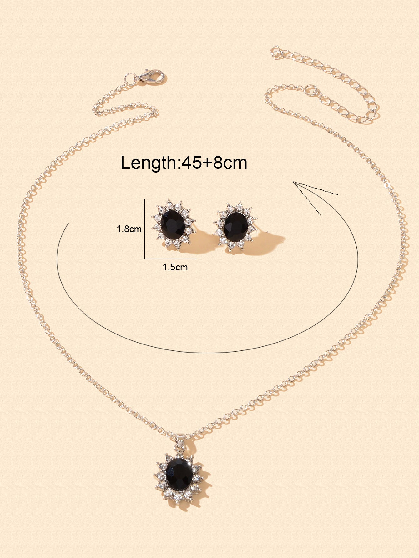 Anniversary Wedding Jewelry Blue Simulated Gemstone Charm Necklace Stud Earrings
