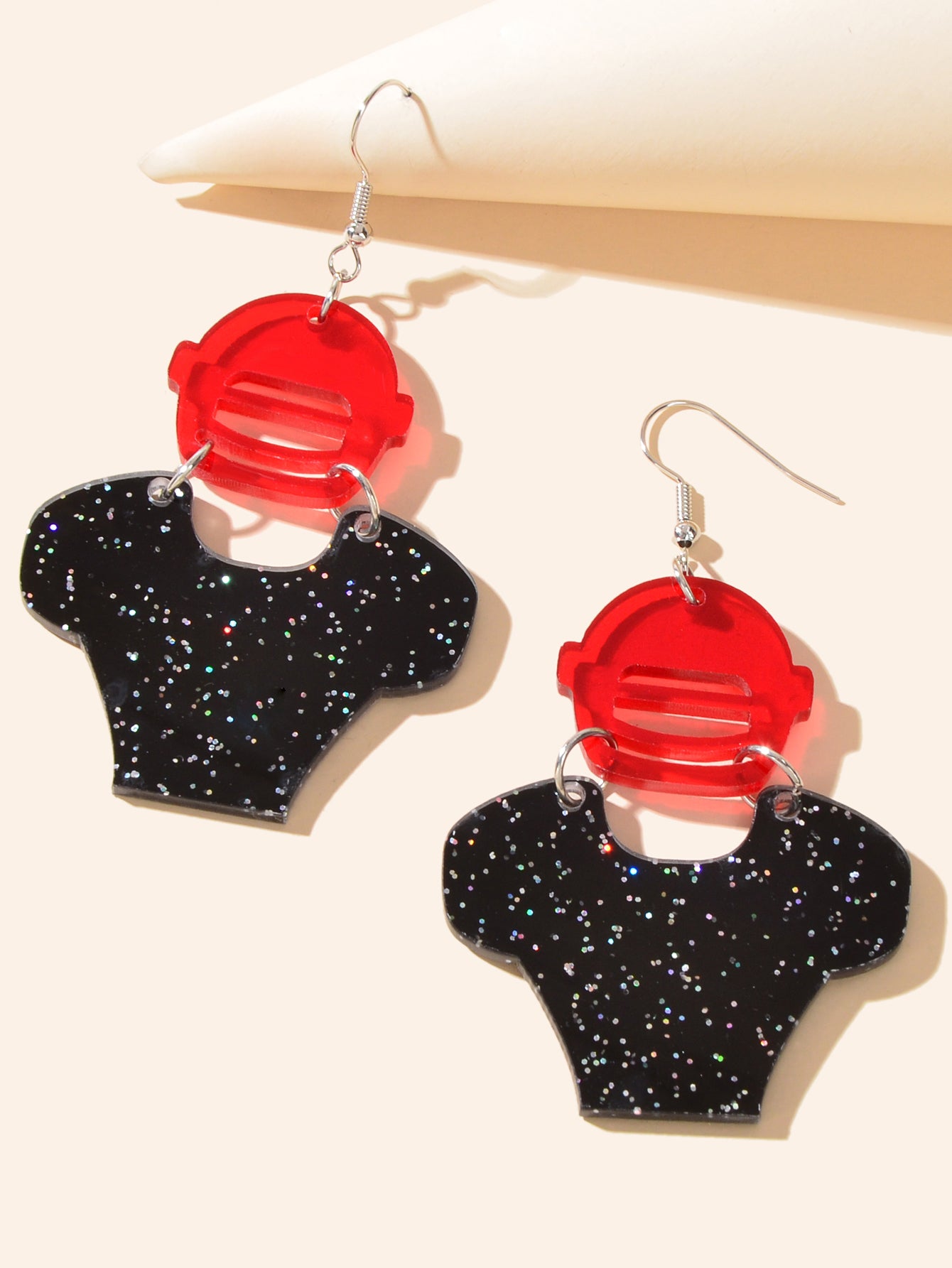 Black Resin Footy Player Dangle Earrings Cool Punk Rugby Athlete Sport Jewellery