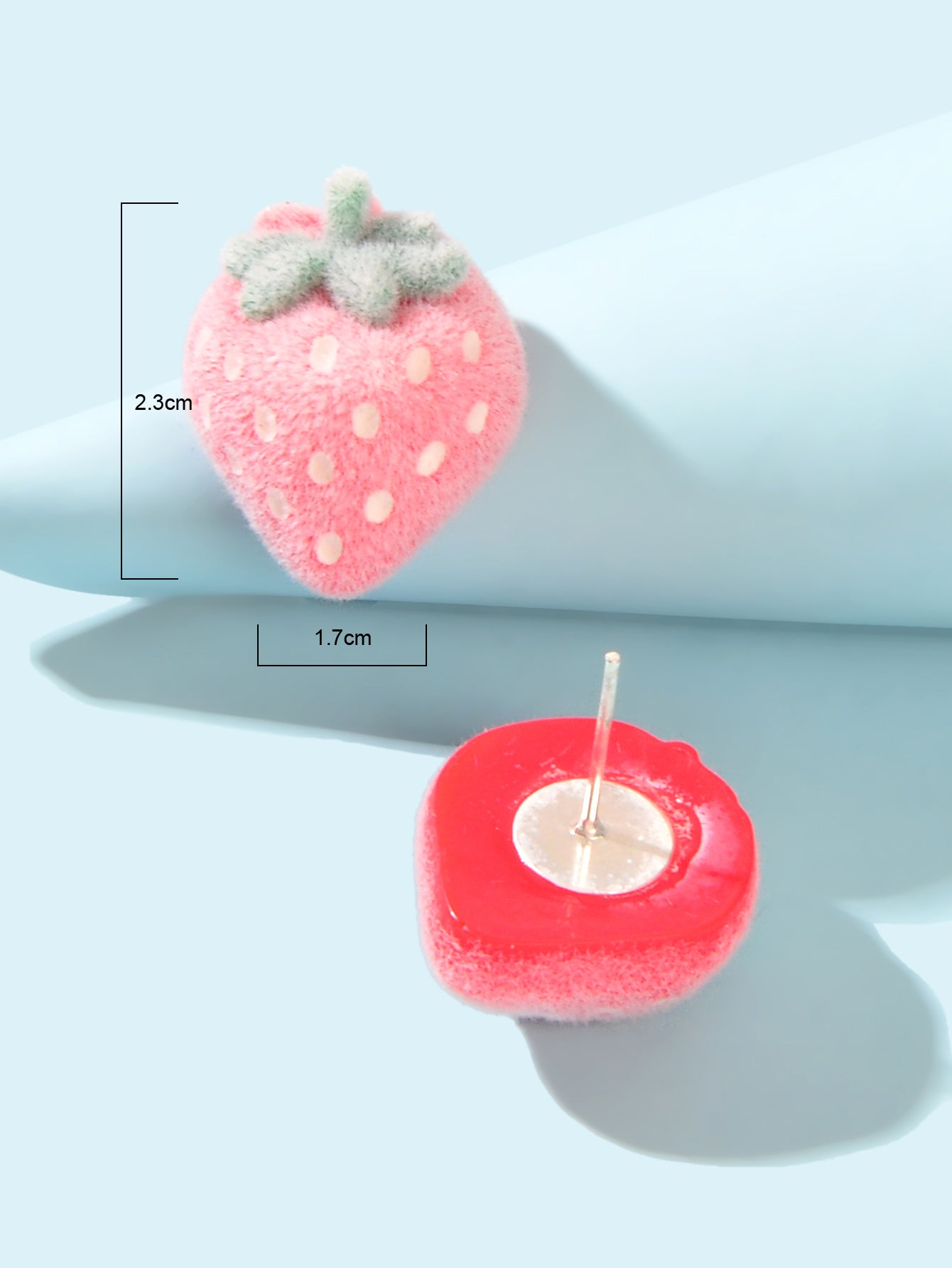 Handmade Cute 3D Flocking Pink Strawberry Stud Sweet Fruit Earring Dainty Gifts