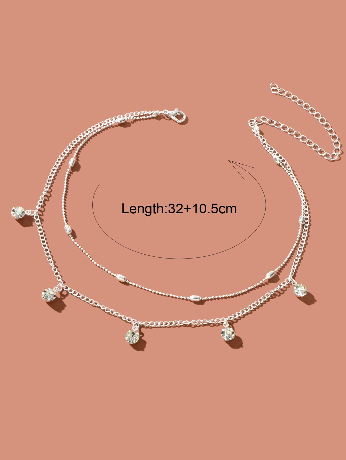 Dainty Adjustable Layer Gold Silver Chain Rhinestone Charm Clavicle Necklace