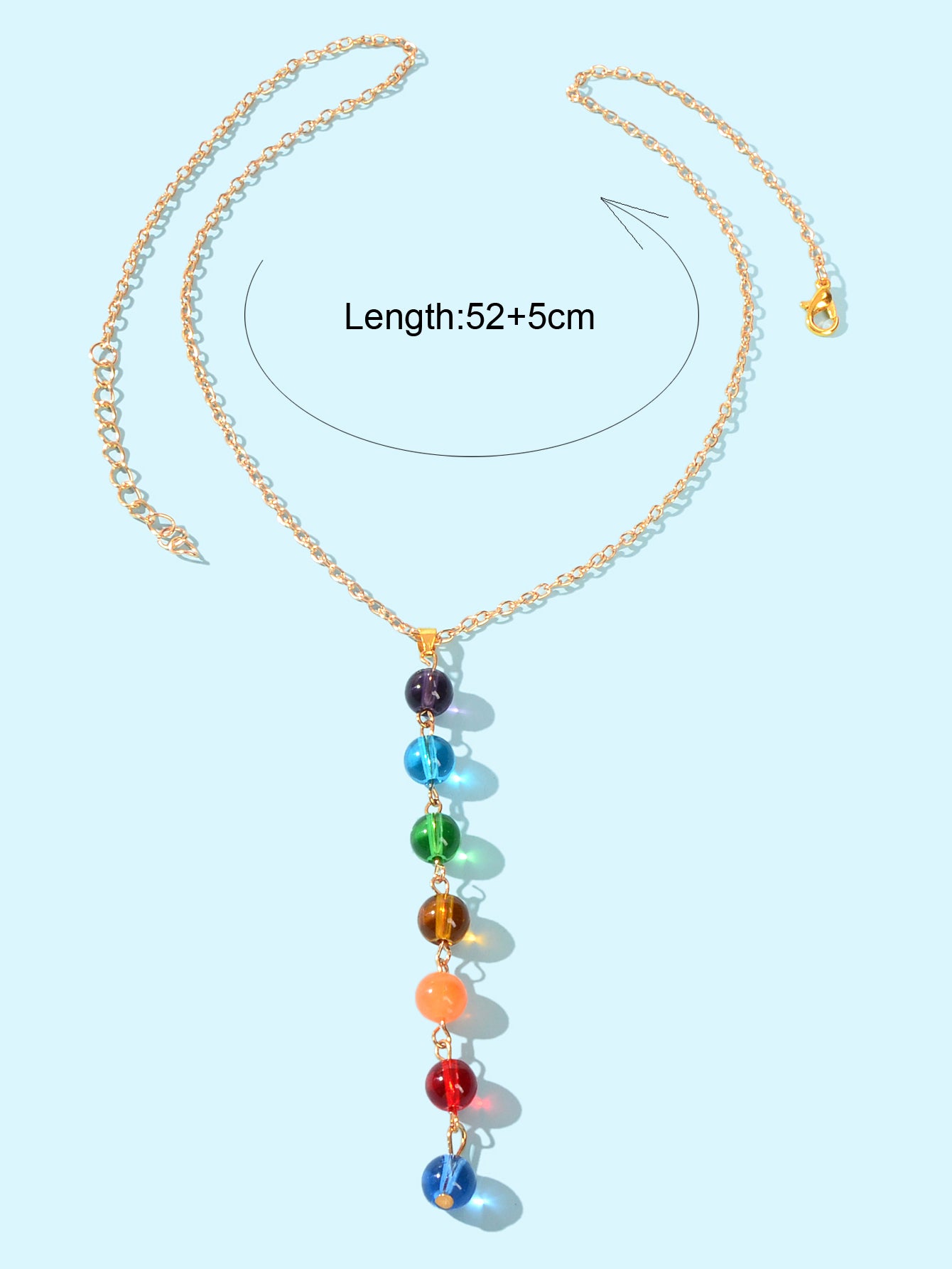Dainty Gold Chain Colorful Glass Beads Long Charm Y Shape Lariat Female Necklace