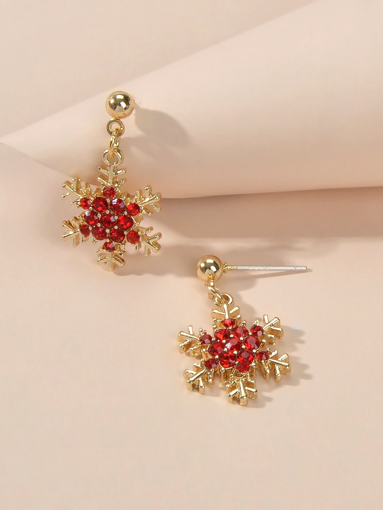 Dainty Gifts for Women Red Black Rhinestone Gold Snowflake Dangle Party Earrings