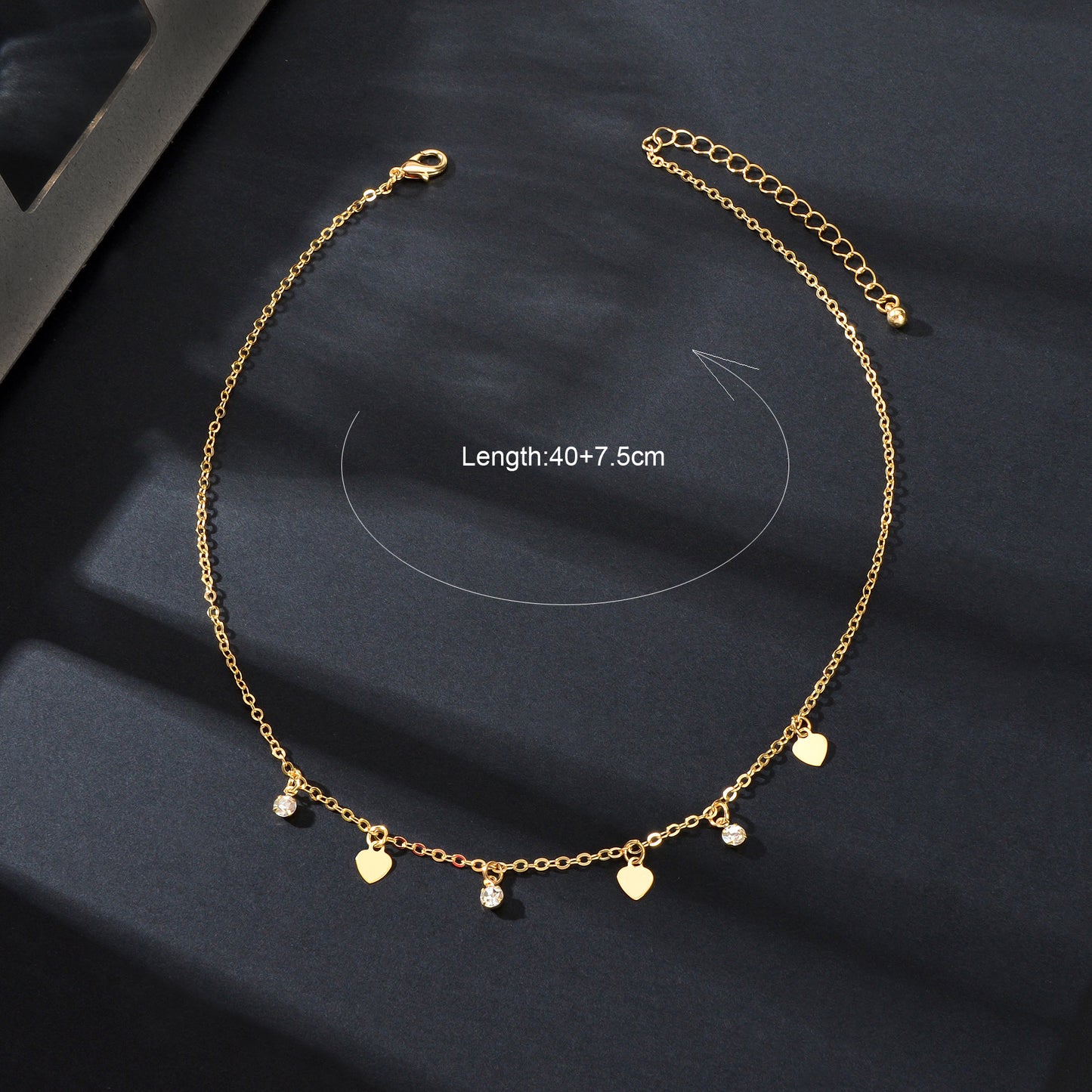 Gold Silver Chain Rhinestone Love Heart Disc Pendant Necklace Teens Party Gift