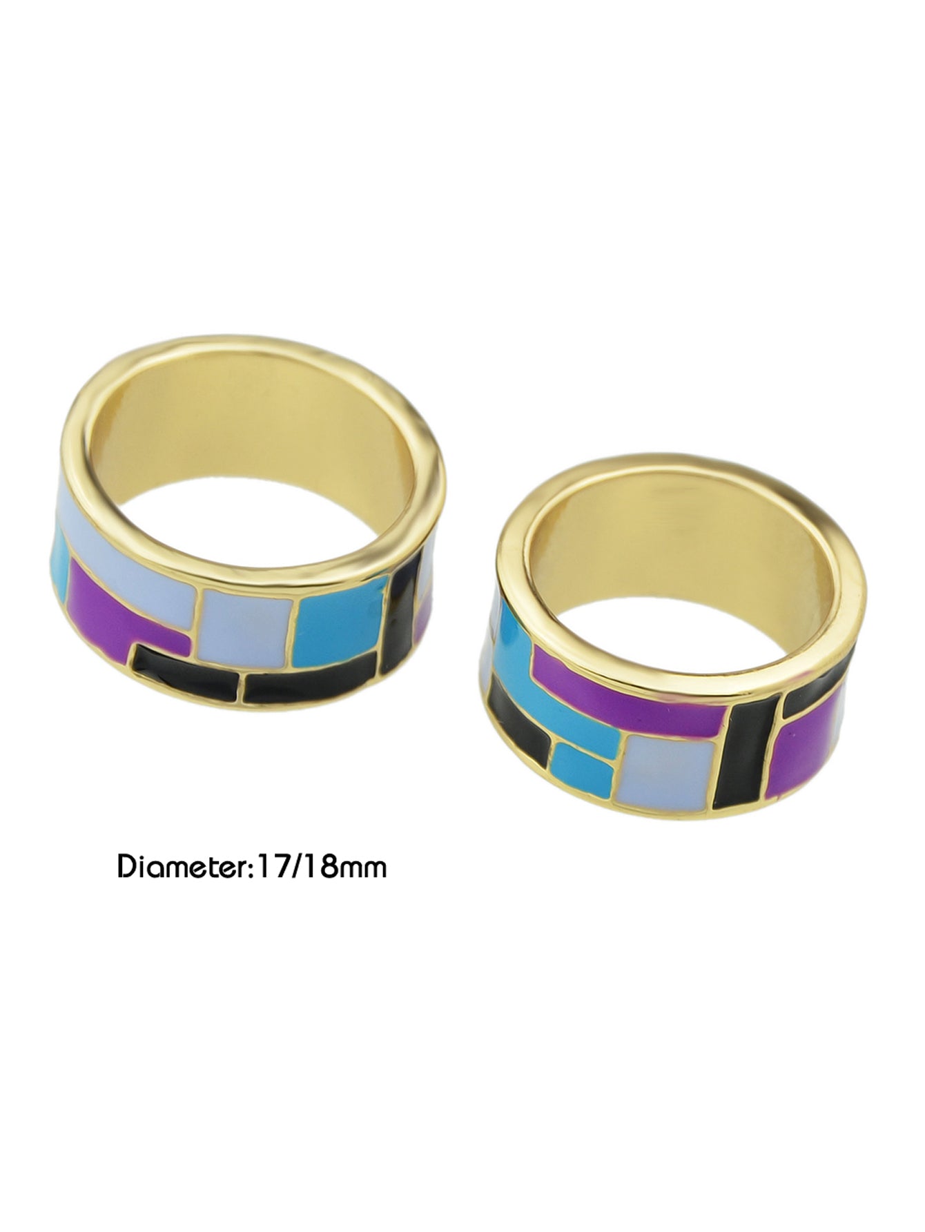 1pc Ethnic Traditional Jewellery Colorful Geometric Pattern Bohemian Finger Ring