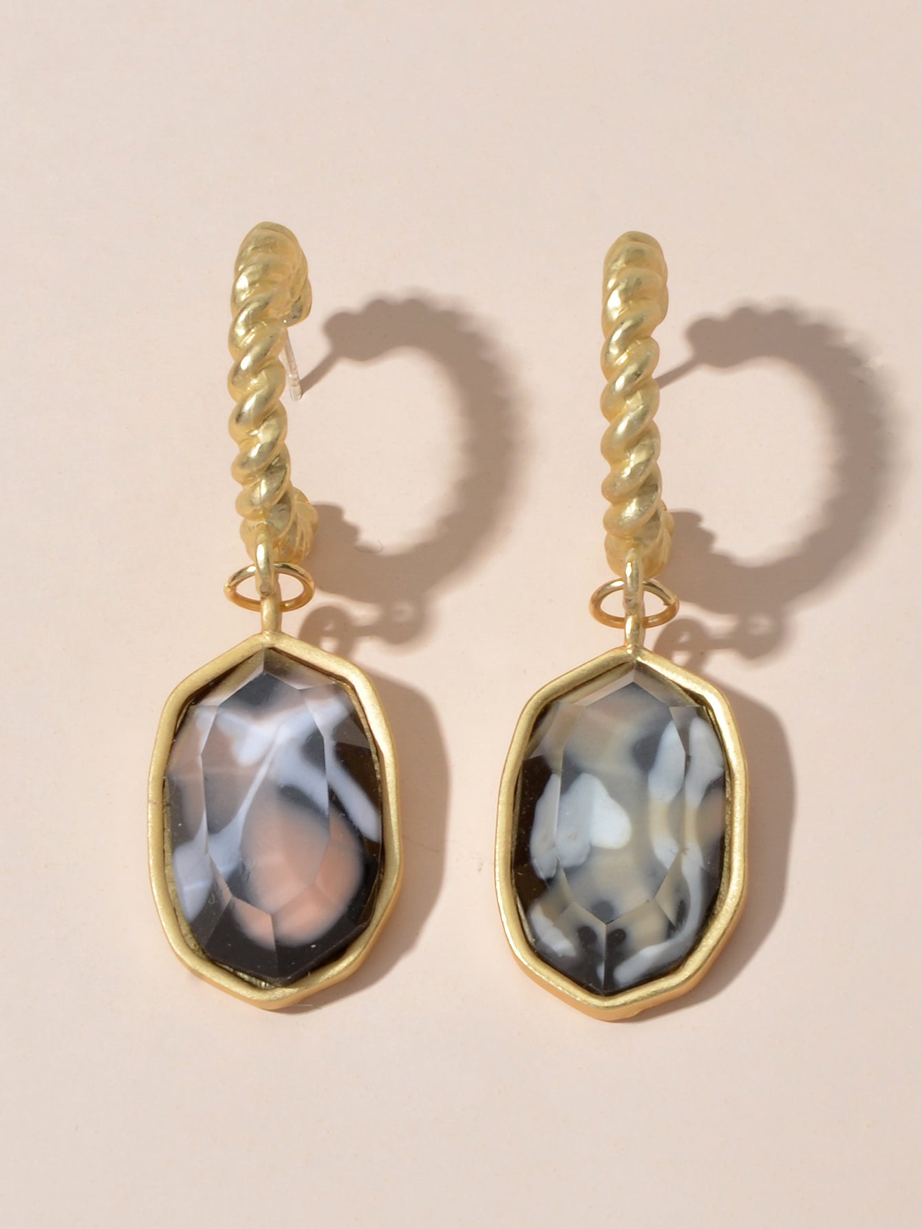 Retro Jewelry Multi-colored Simulated Stone Geometric Dangle Earrings for Women