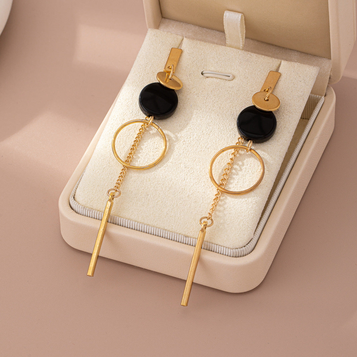 Gold Silver Round Circle Bar Geometric Drop Stud Tassel Earrings Accessories