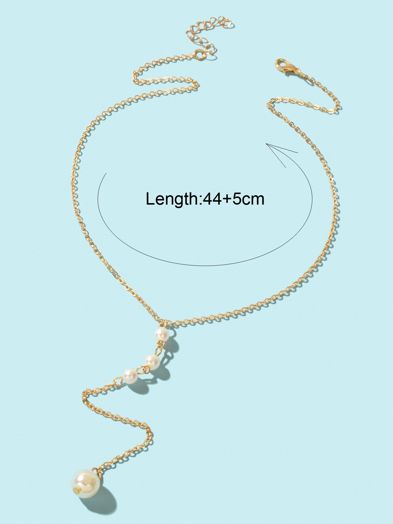 Dinner Jewellery Gold Chain Y Style Pearl Decor Long Pendant Lariat Necklace