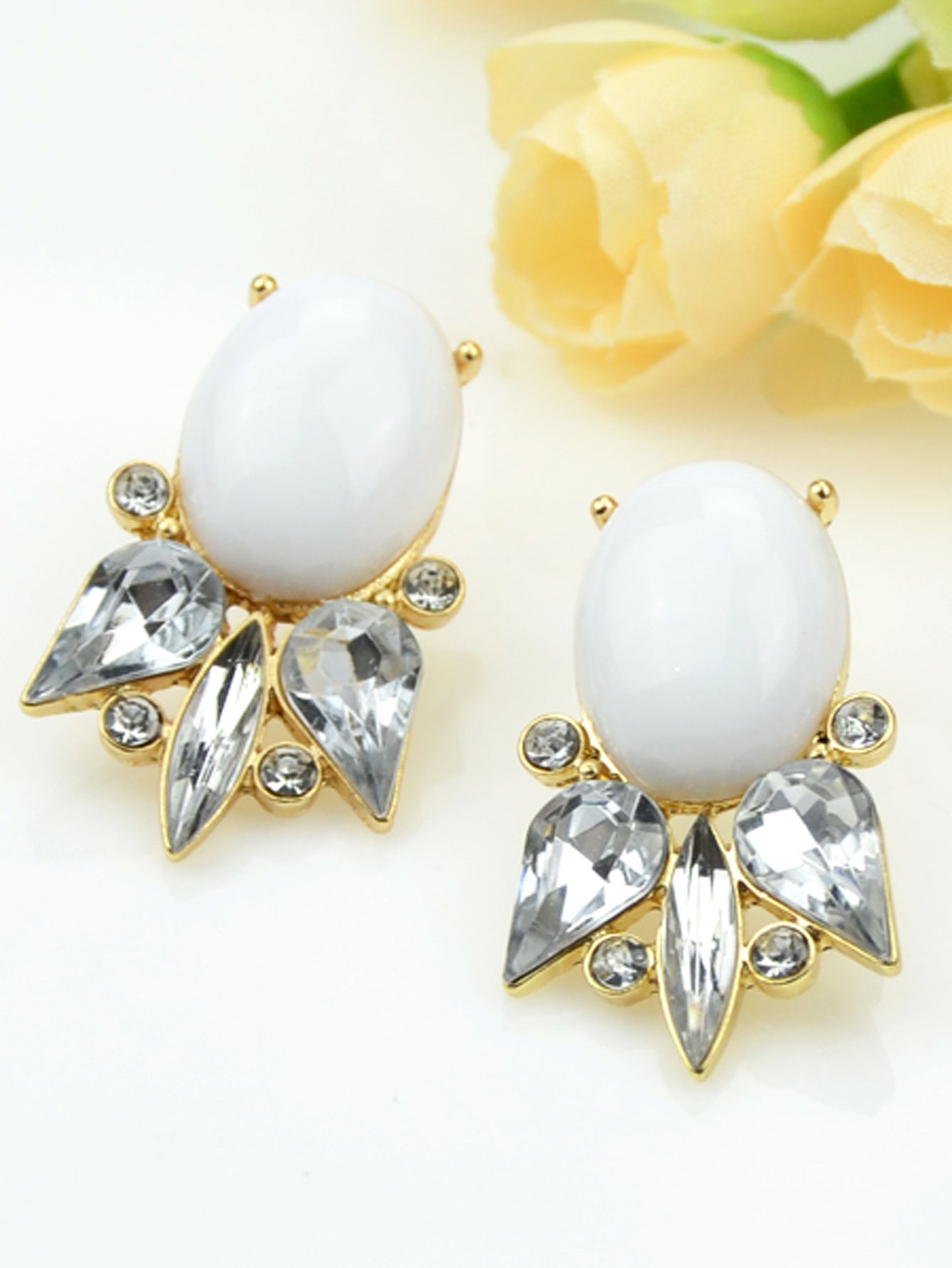 Retro Style Colorful Crystal Geometric Stud Earrings Party Fesvital Jewelry Gift