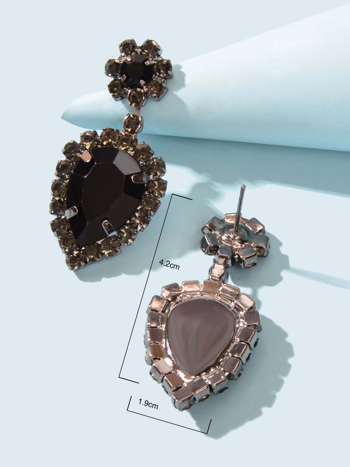 Luxurious Rhinestone Black Water Drop Dangle Earrings Wedding Prom Jewelry Gifts