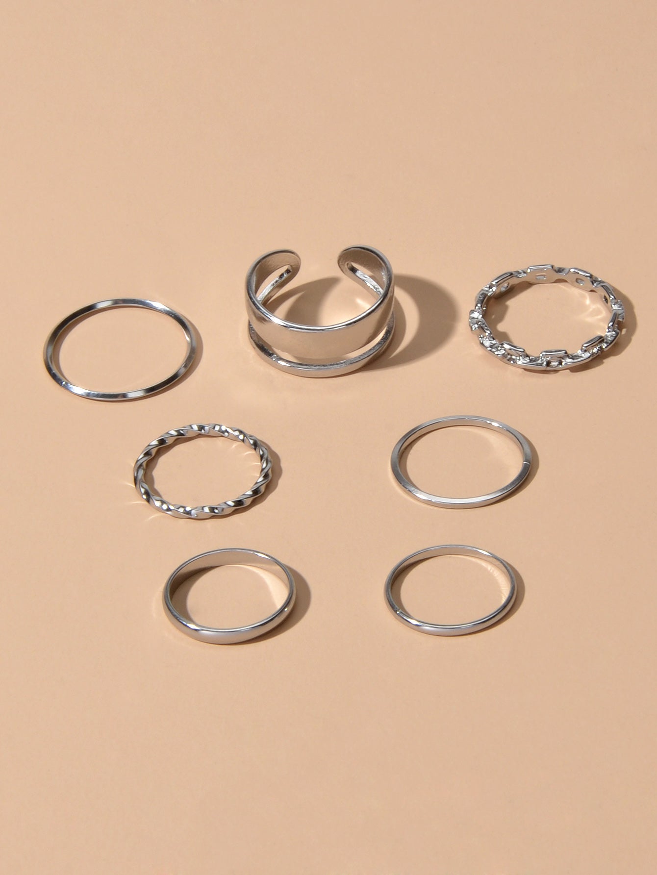 7 pcs Minimalist Gold Silver Stackable Multiple Knuckle Finger Trendy Rings Set