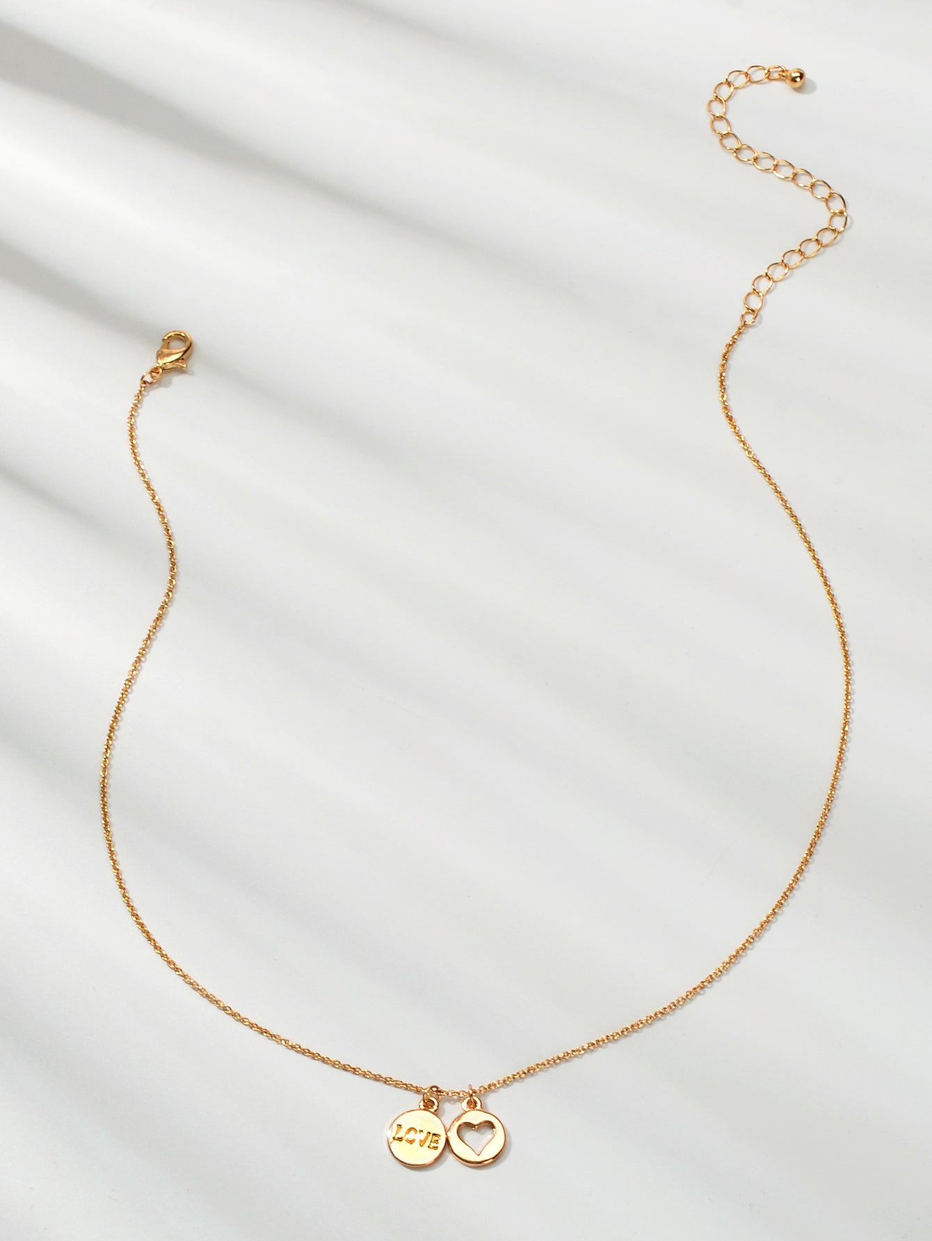 Minimalist Gold Chain Letter Love Heart Round Pendant Necklace Jewellery Gift