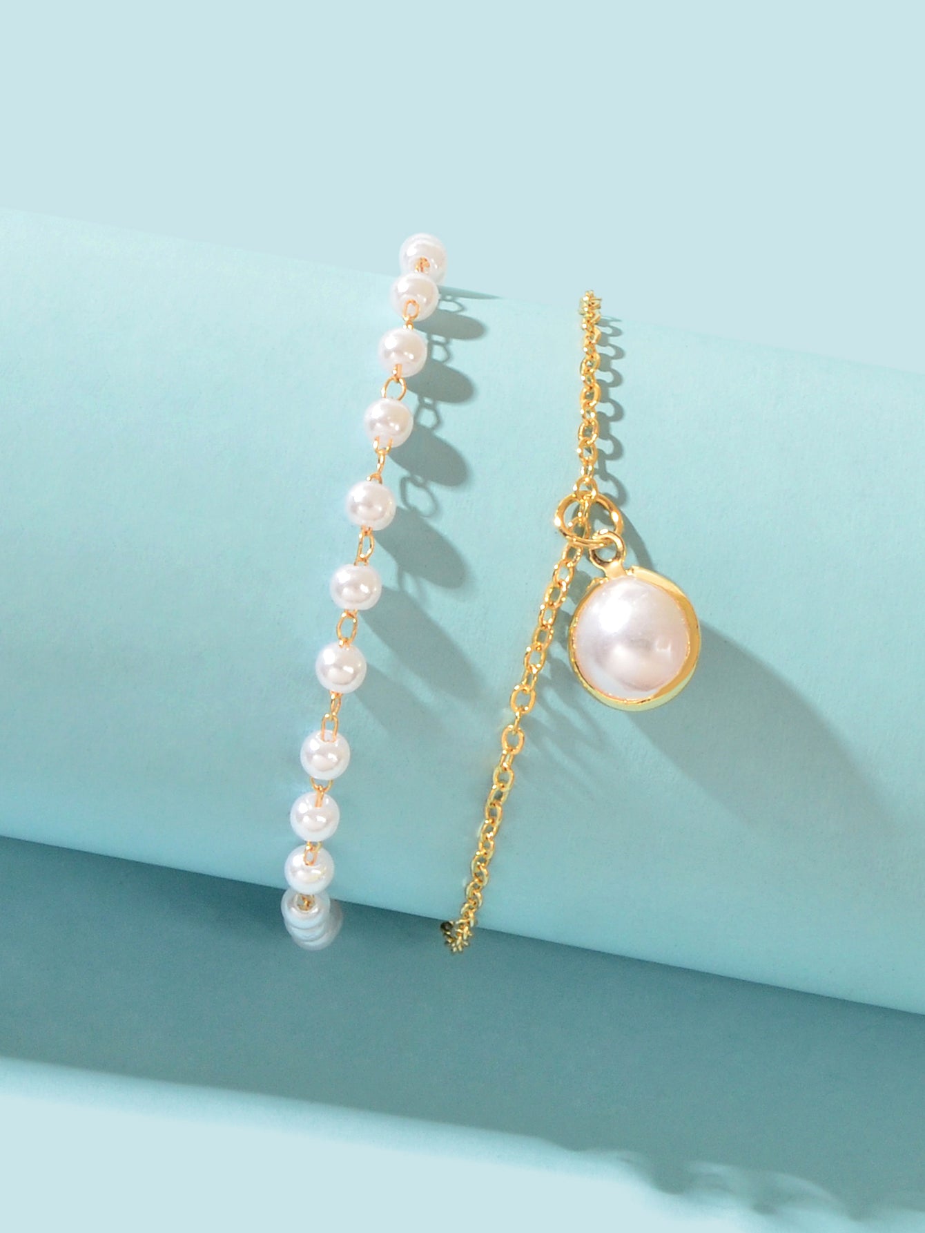 2 Layers Women Gold Pearl Charm Pendant Necklace Boho Statement Beautiful Choker