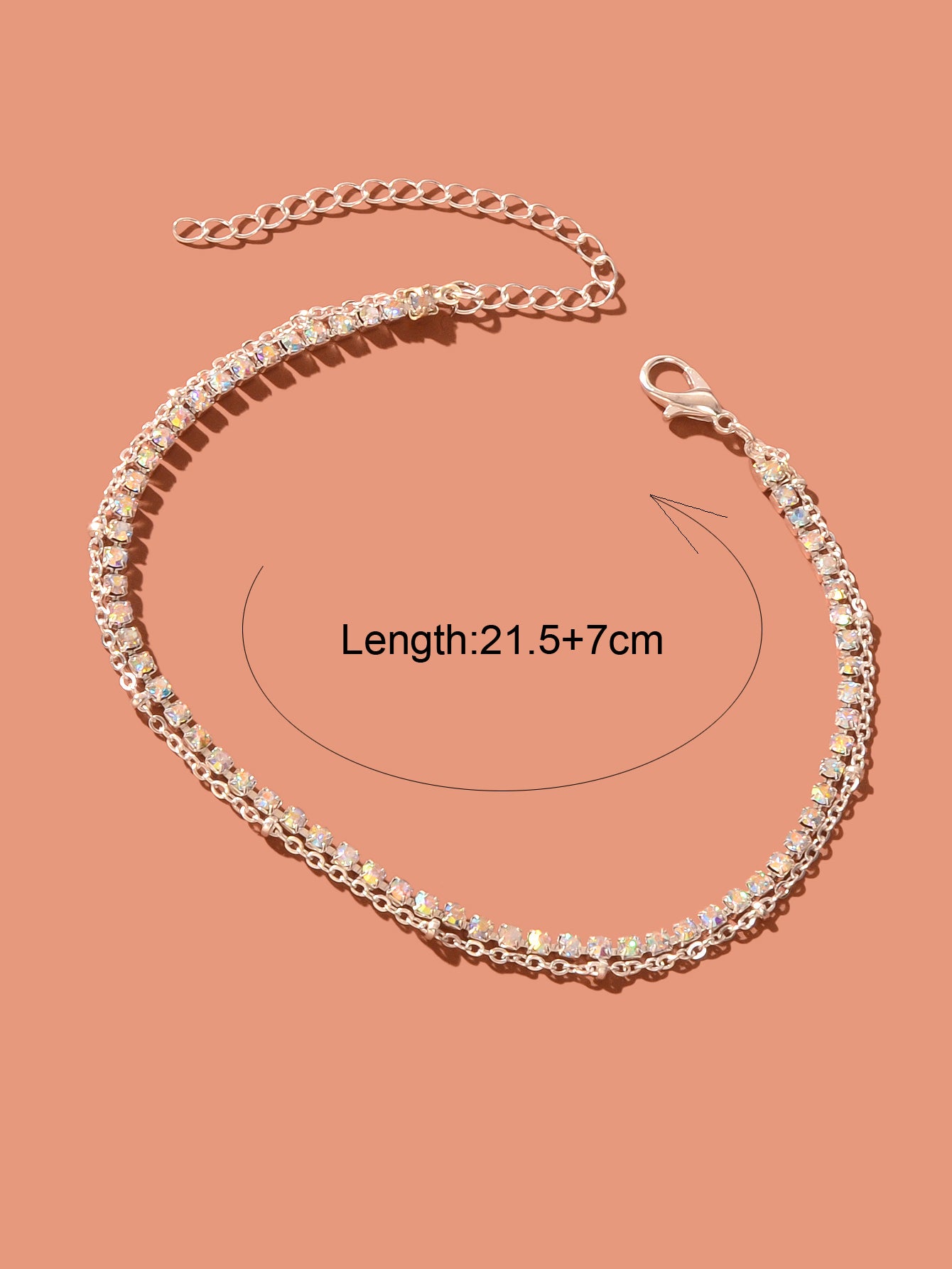 Summer Rhinestone Decor Double Layer Silver Chain Anklet Beach Foot Jewellery