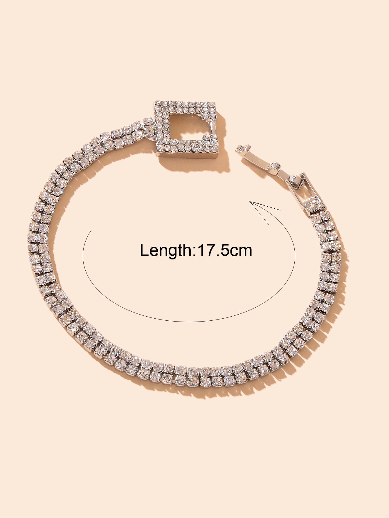 Textured Jewelry Full Rhinestone Rosegold Geometric Chain Women Tennis Bracelet