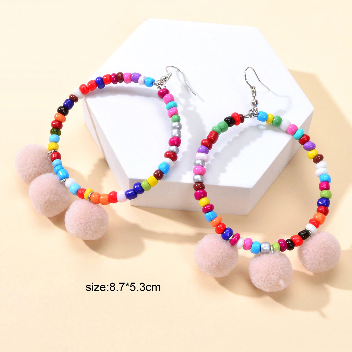 Ethnic Bohemian Style Colorful Beads Circle Ball Charm Dangle Earrings Jewellery