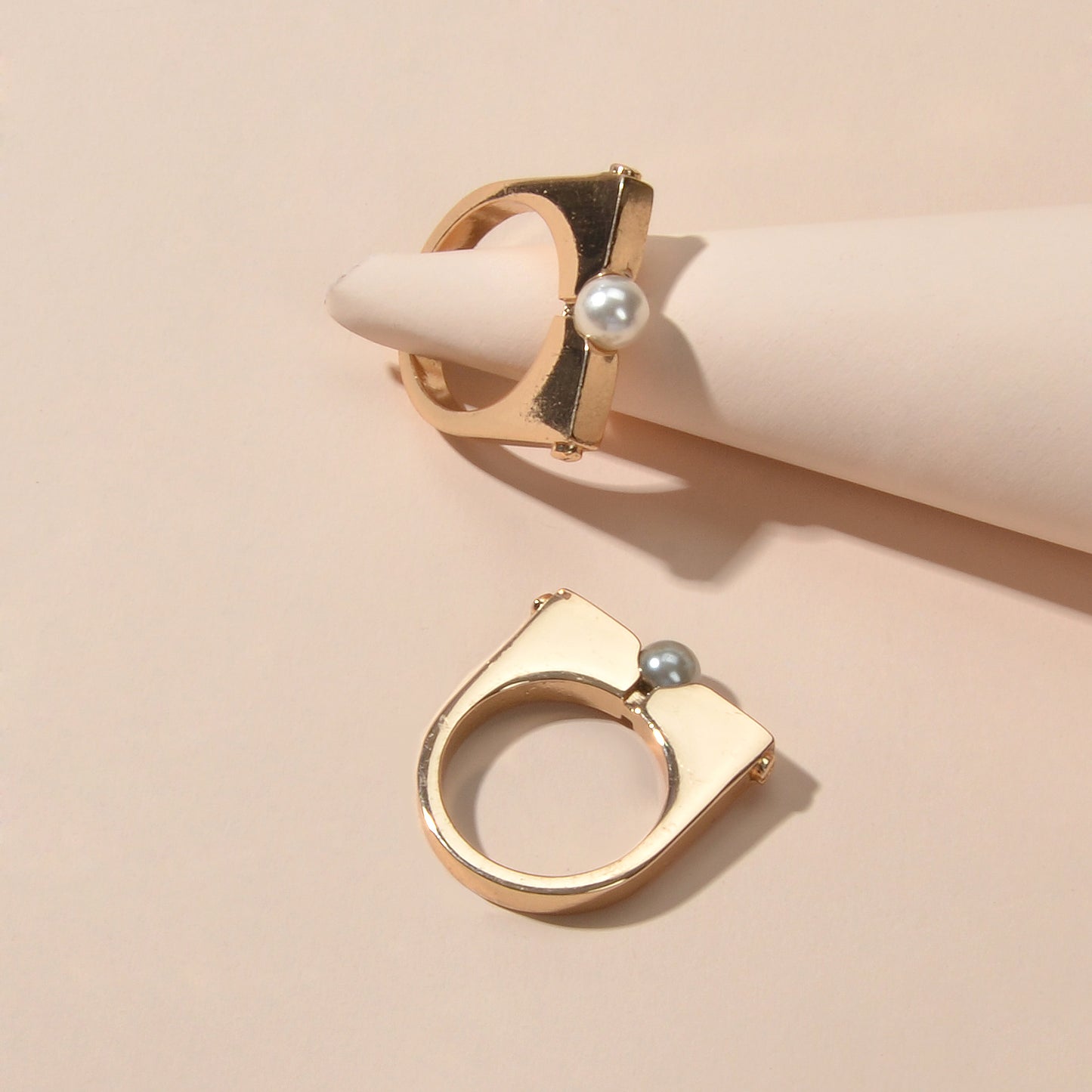 2 pcs Designer Jewellery Band Women Pearl Geometric Good Quality Finger Ring