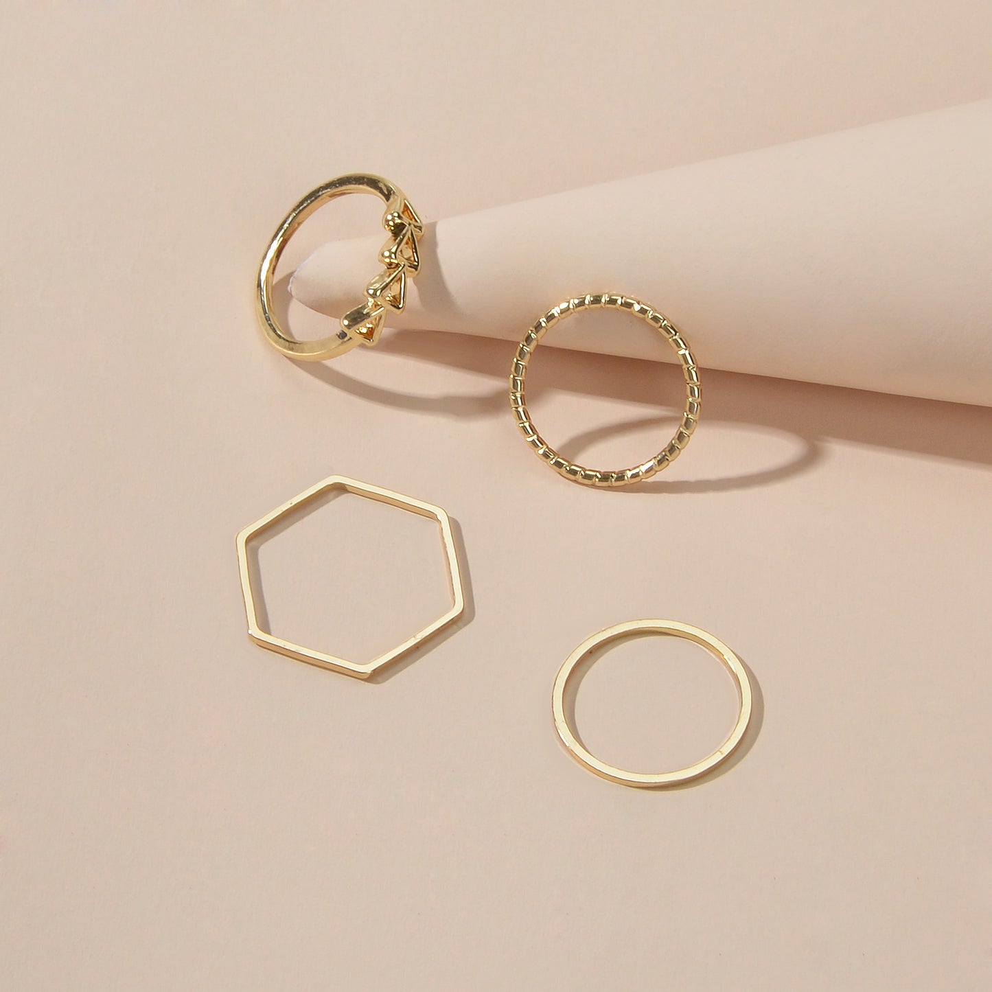 Multiple 4 pcs Metal Triangle Minimalist Knuckle Letter Midi Finger Rings Set