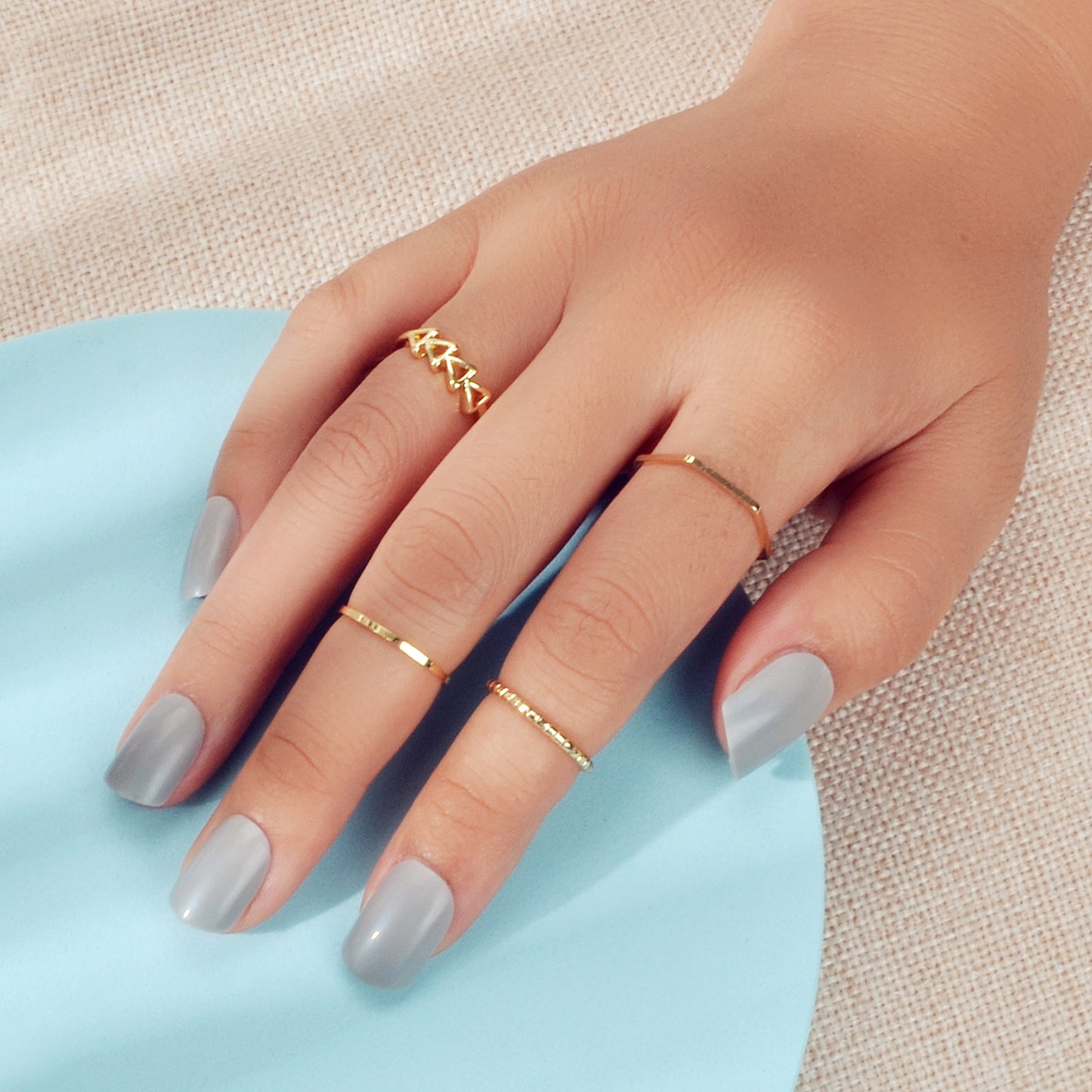 Multiple 4 pcs Metal Triangle Minimalist Knuckle Letter Midi Finger Rings Set