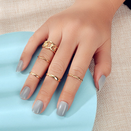 Multiple 5 pcs Minimalist Gold Silver Punk Stackable Midi Knuckle Rings set Gift