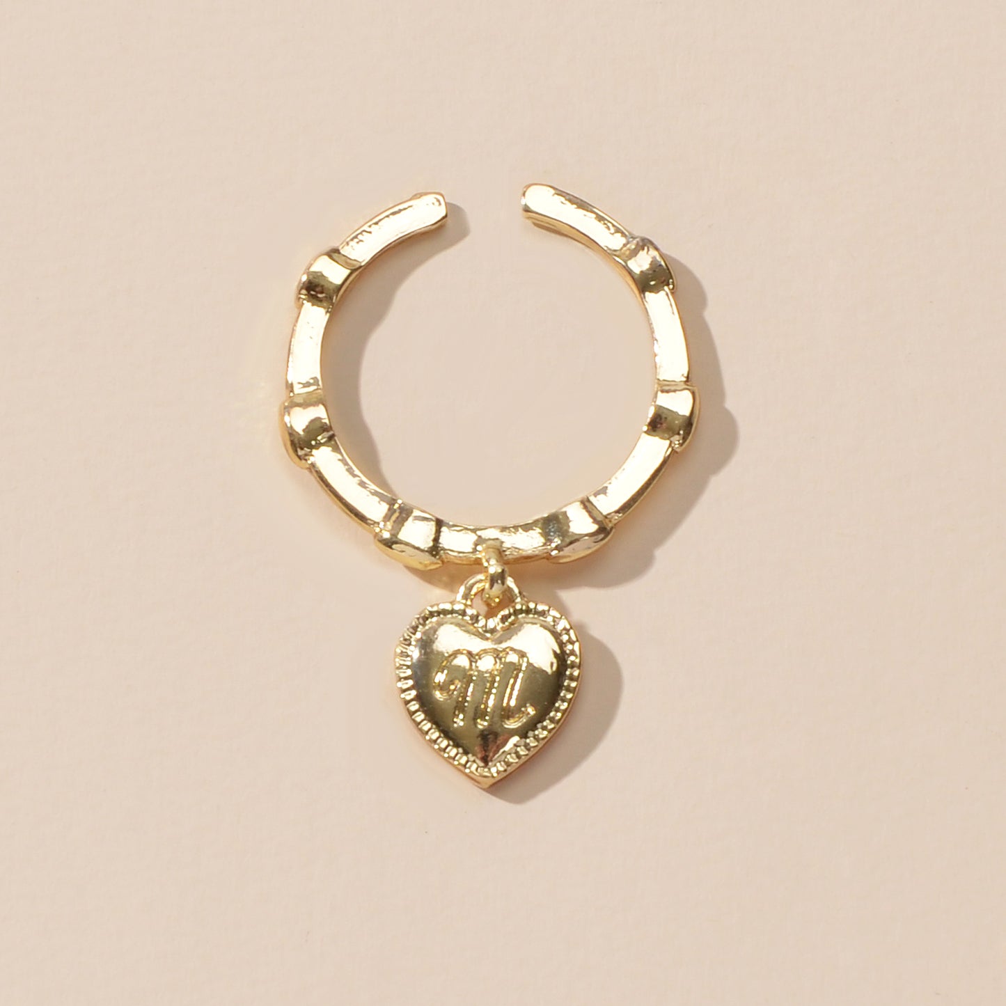 Textured Jewellery Band for Women Gold Silver Letter Heart Charm Finger Ring