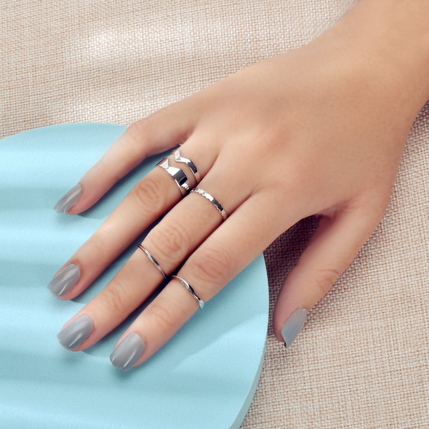 4 pcs Party Gold Silver Metal Geometric Multiple Stackable Midi Punk Finger Rings Set