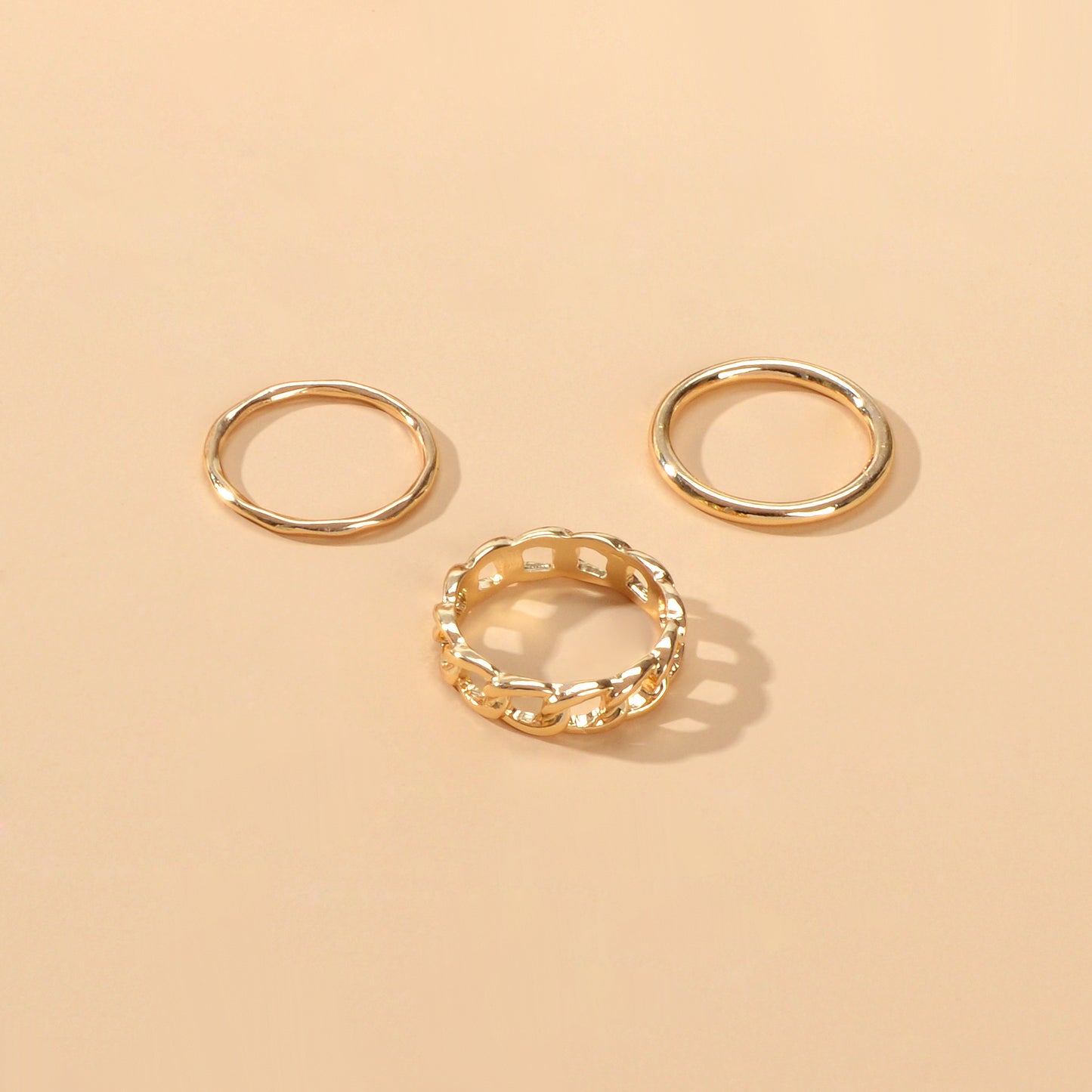 3 pcs Statement Punk Minimalist Circle Multiple Stackable Midi Finger Ring Set