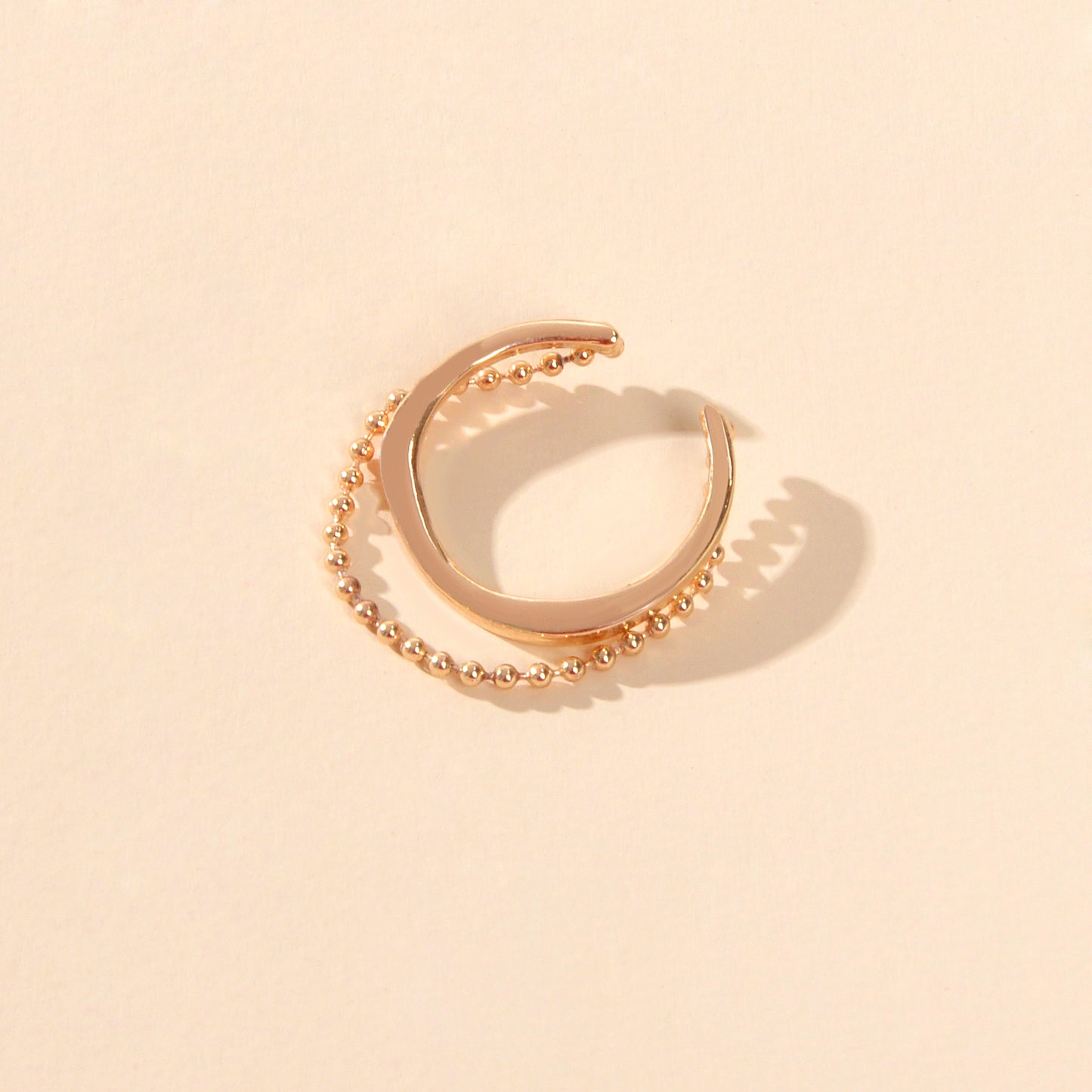 Designer Stylish Hippie Gold Popcorn Bead Chain Open Cuff Knuckle Cool Punk Ring