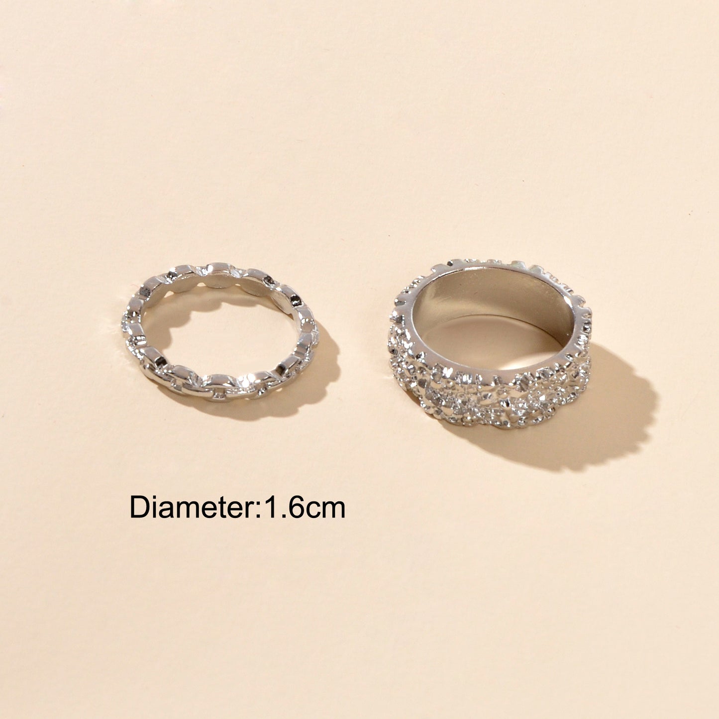 Trendy Jewellery Minimalist 2 pcs Gold Silver Stackable Multiple Finger Ring Set