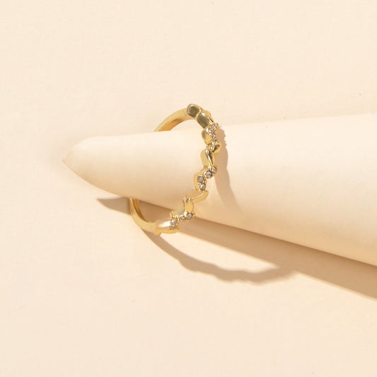 Bridal Jewellery Designer Stylish Rhinestone Wave Shape Gold Band Finger Ring