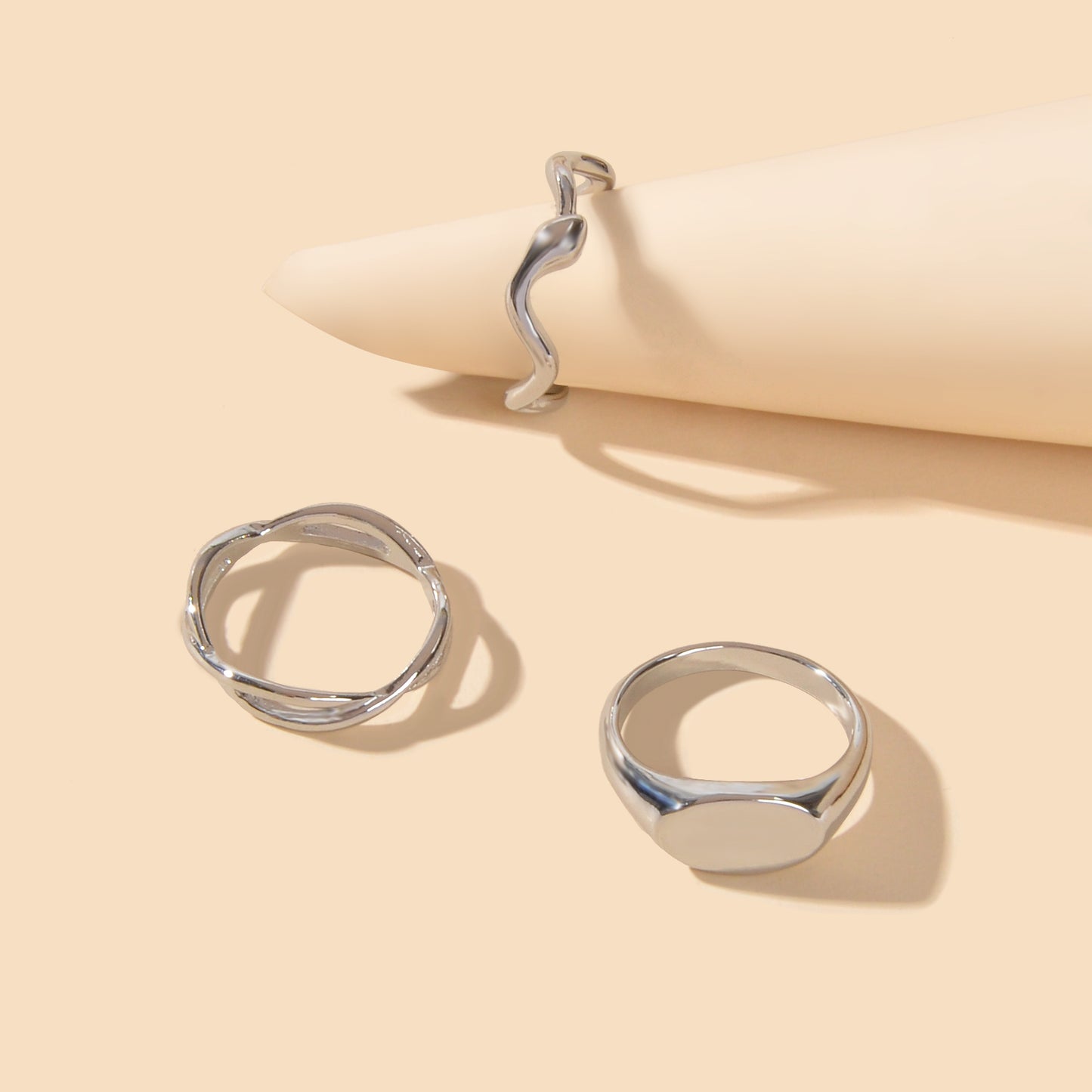 3 pcs Punk Jewelry Minimalist Gold Silver Stackable Multiple Midi Snake Ring Set