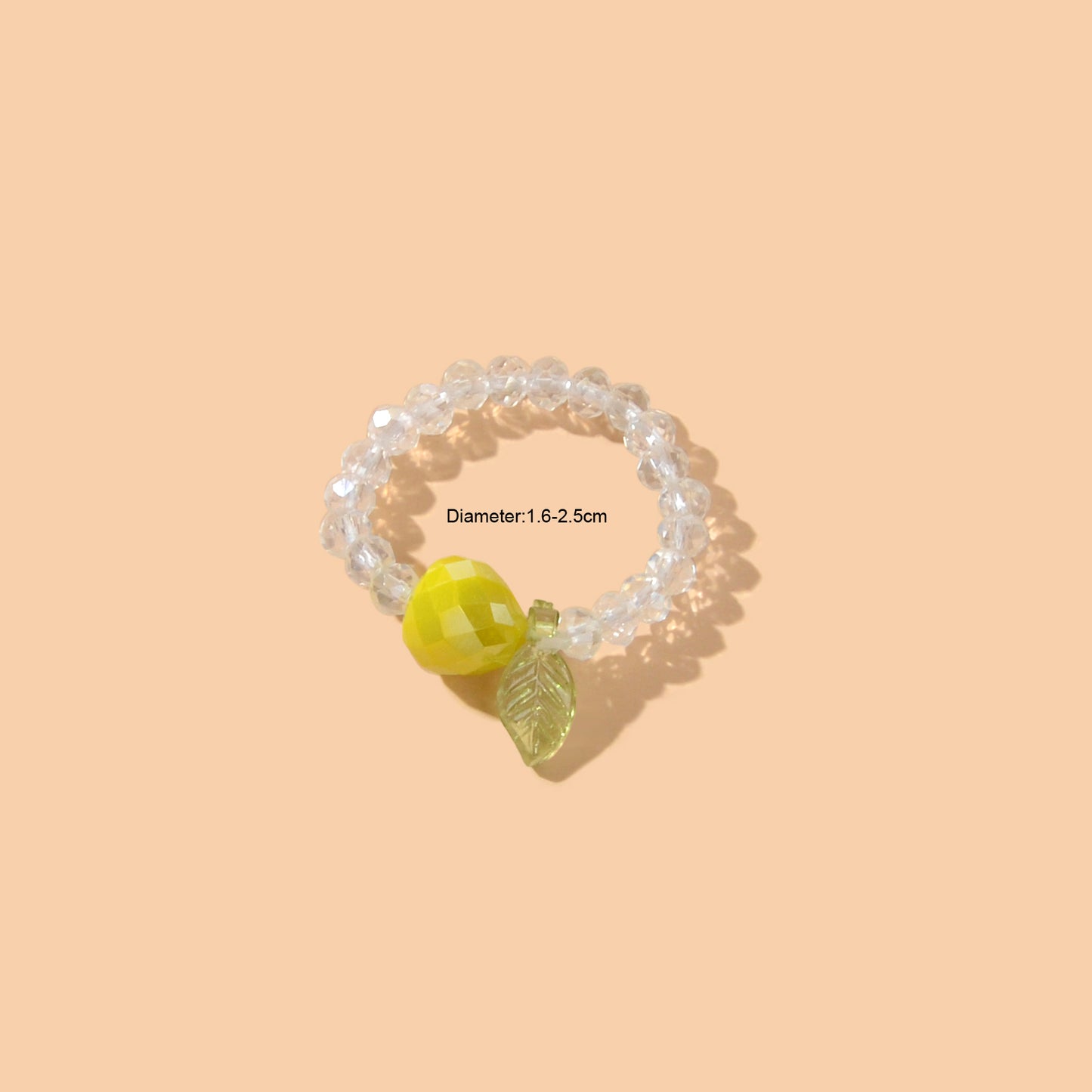 Dainty Gifts for Women Girls Handmade Transparent Resin Beads Elastic Fruit Ring