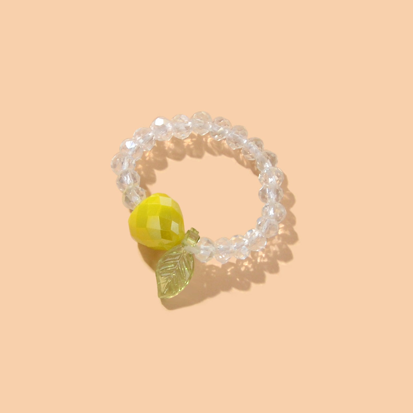 Dainty Gifts for Women Girls Handmade Transparent Resin Beads Elastic Fruit Ring