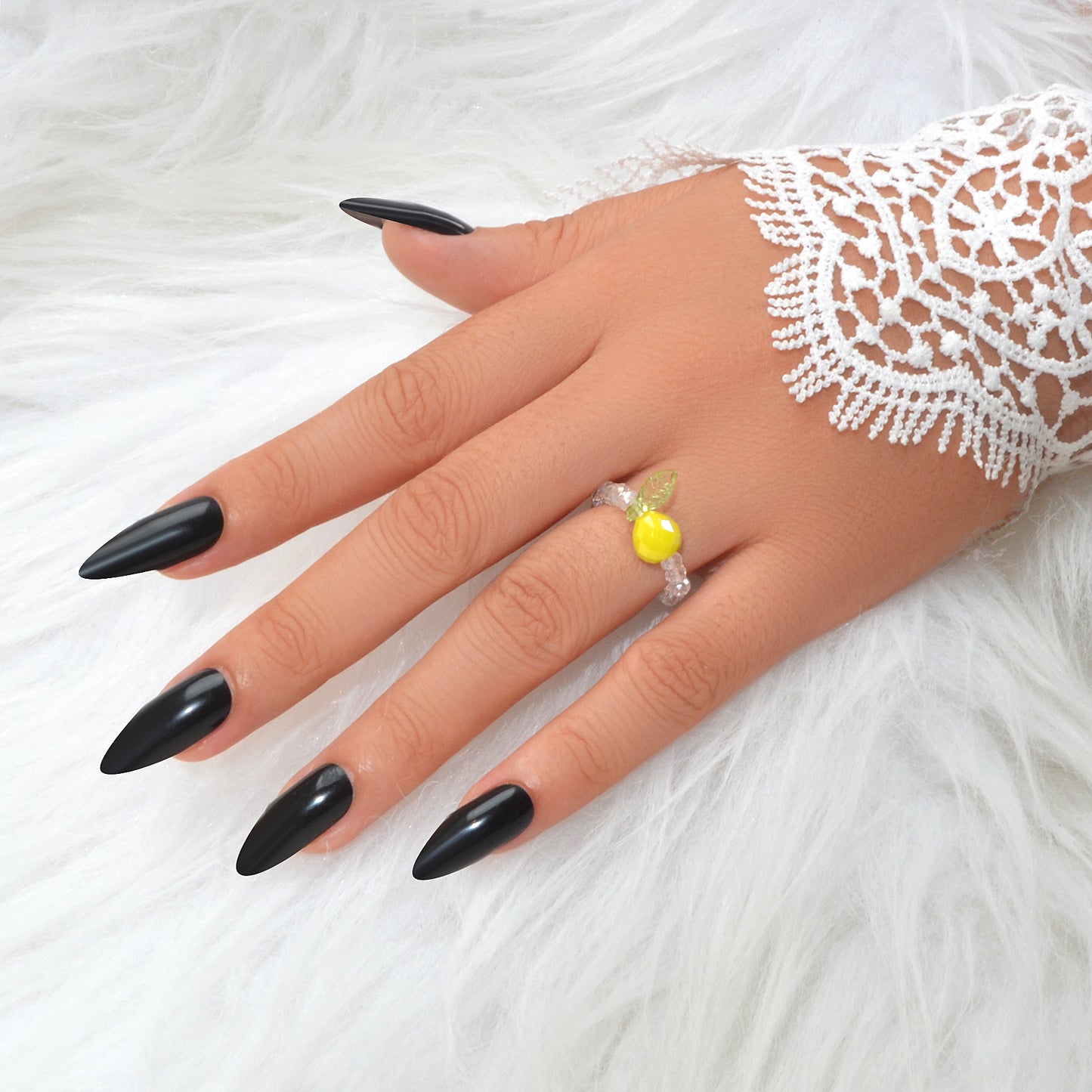 Dainty Gifts for Women Girls Handmade Transparent Resin Beads Elastic Fruit Ring