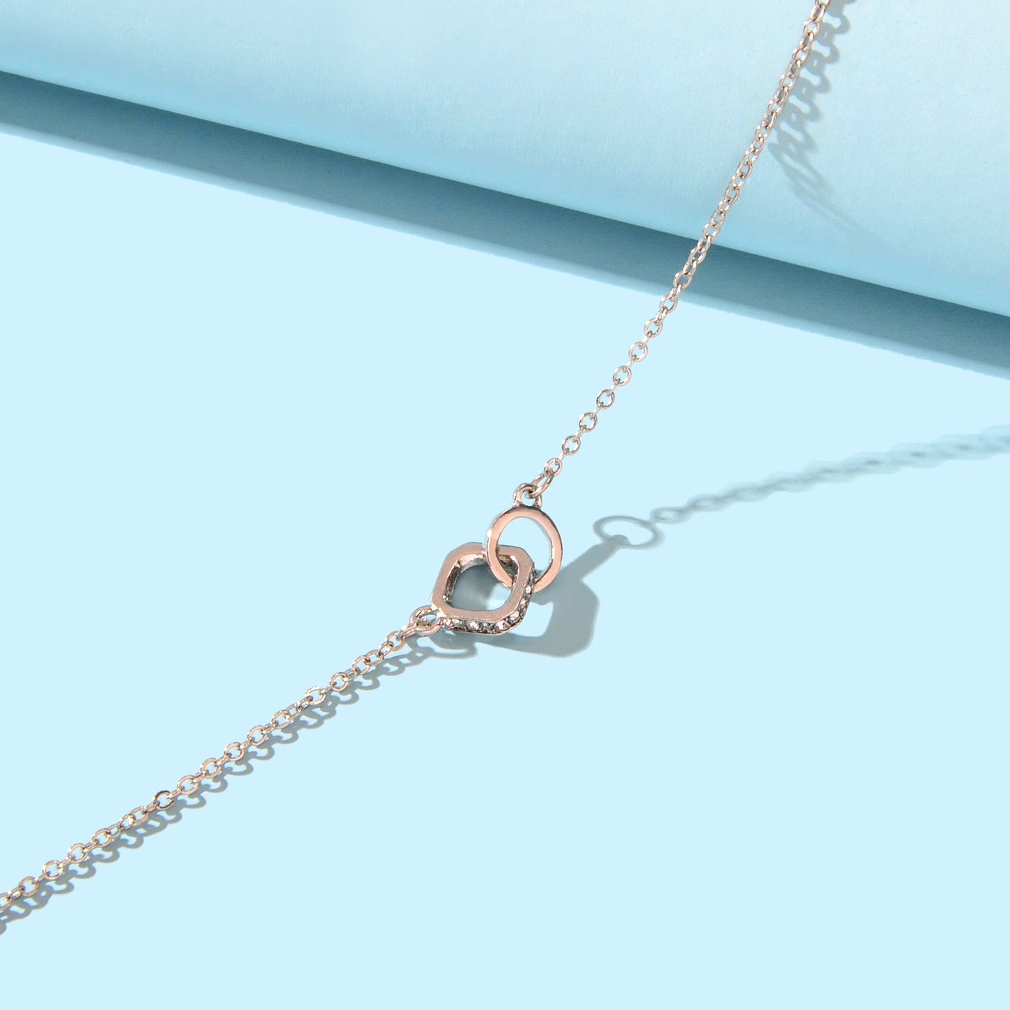 Trendy Jewelry Rhinestone Square Circle Silver Chain Bracelets for Wedding Party